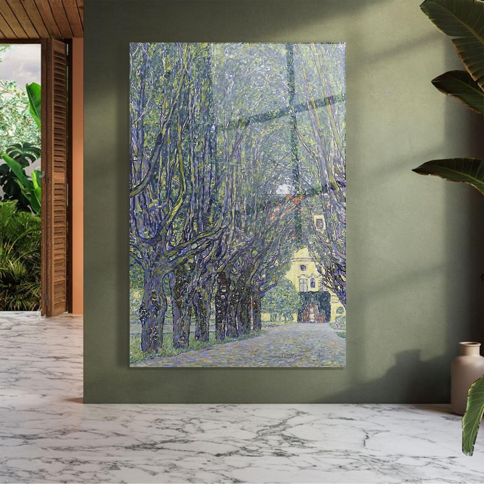 Glasbild Allee At Schloss Kammer mockup 7