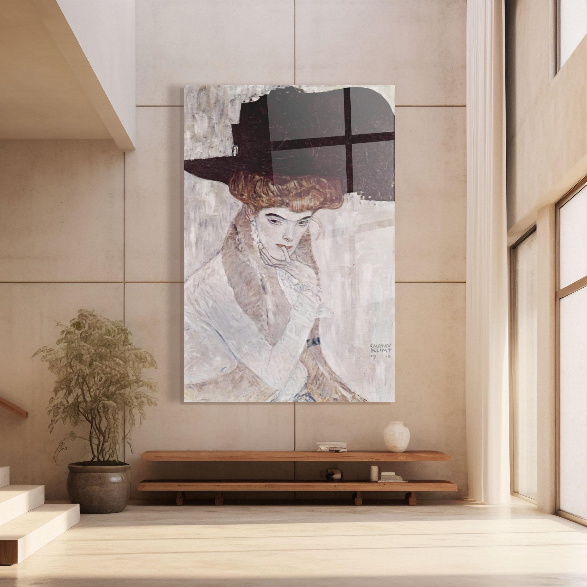 Glasbild Klimt Woman mockup 8