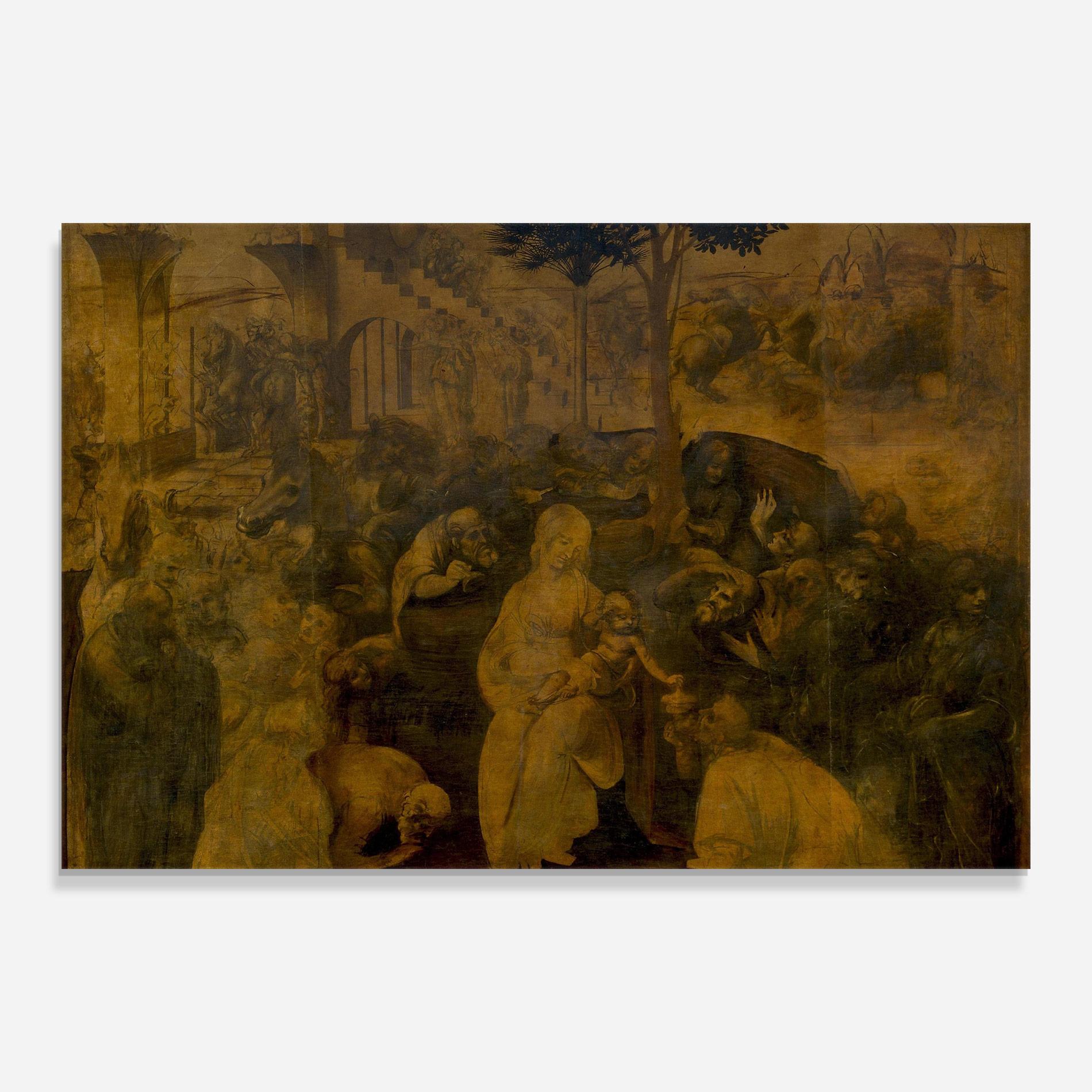 Glasbild Leonardo Da Vinci Adorazione Dei Magi mockup 0