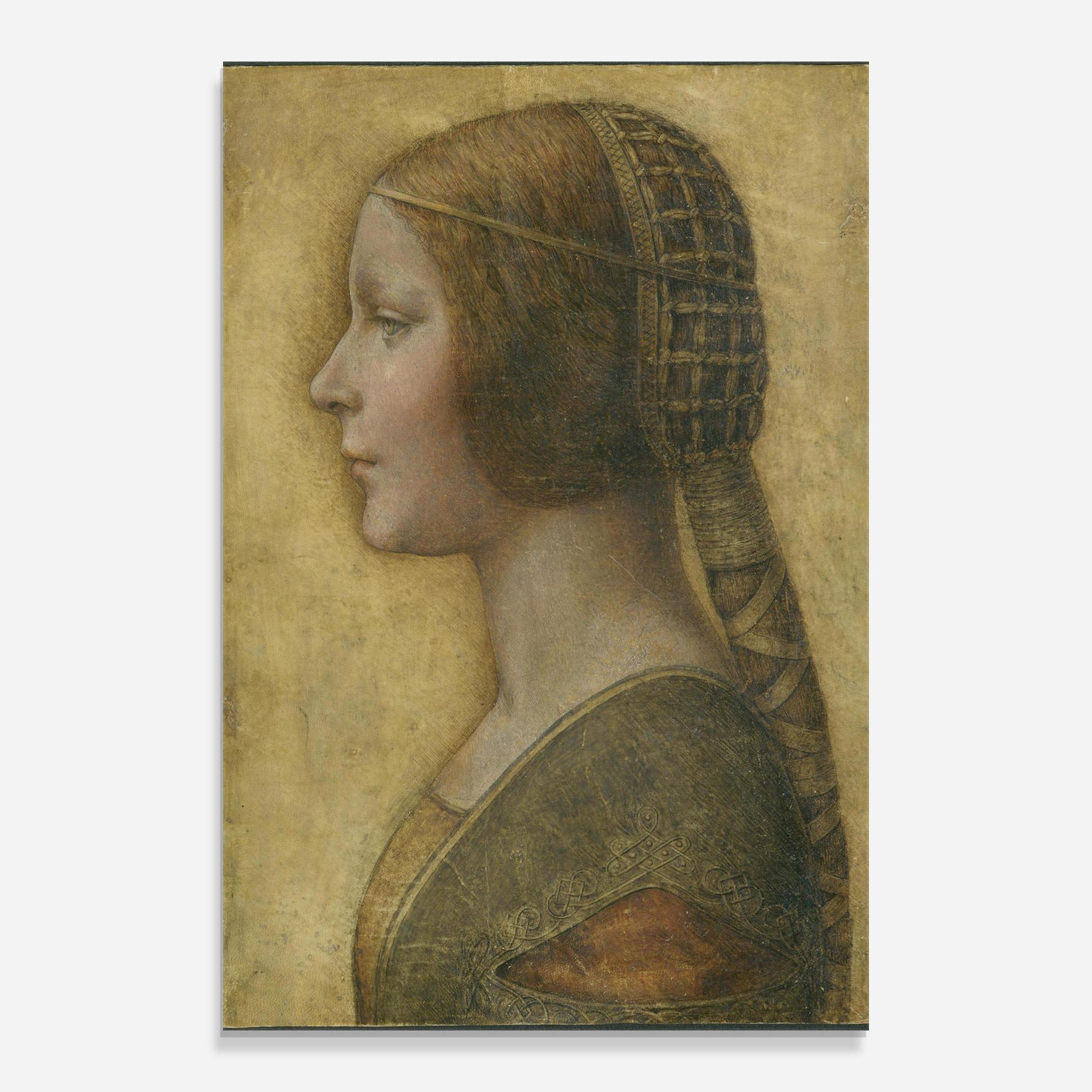 Glasbild Profile Of A Young Fiancee Da Vinci mockup 0