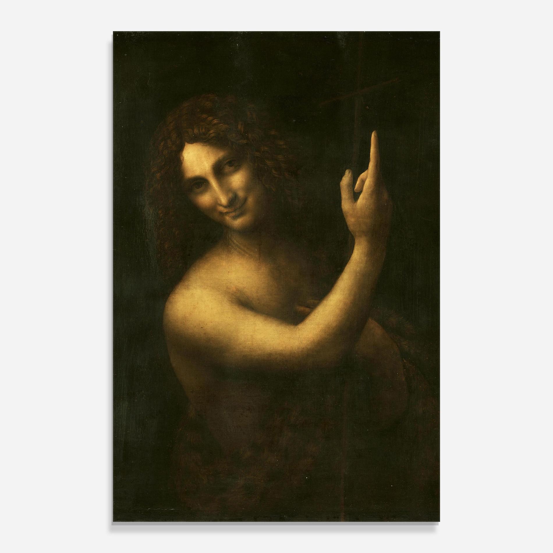 Glasbild Seonardo Da Vinci Saint John The Baptist mockup 0