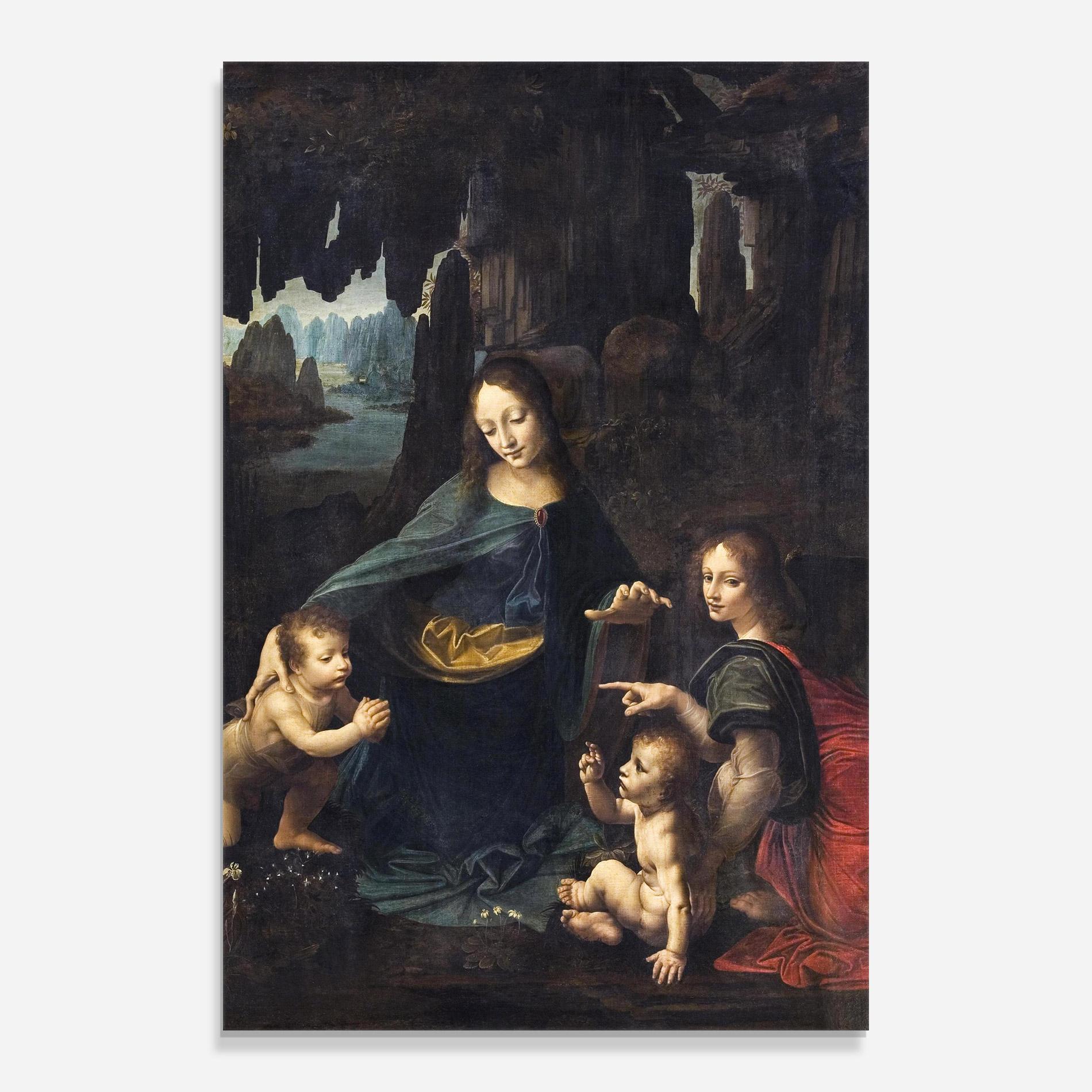 Glasbild The Virgin Of The Rocks Leonardo Da Vinci mockup 0
