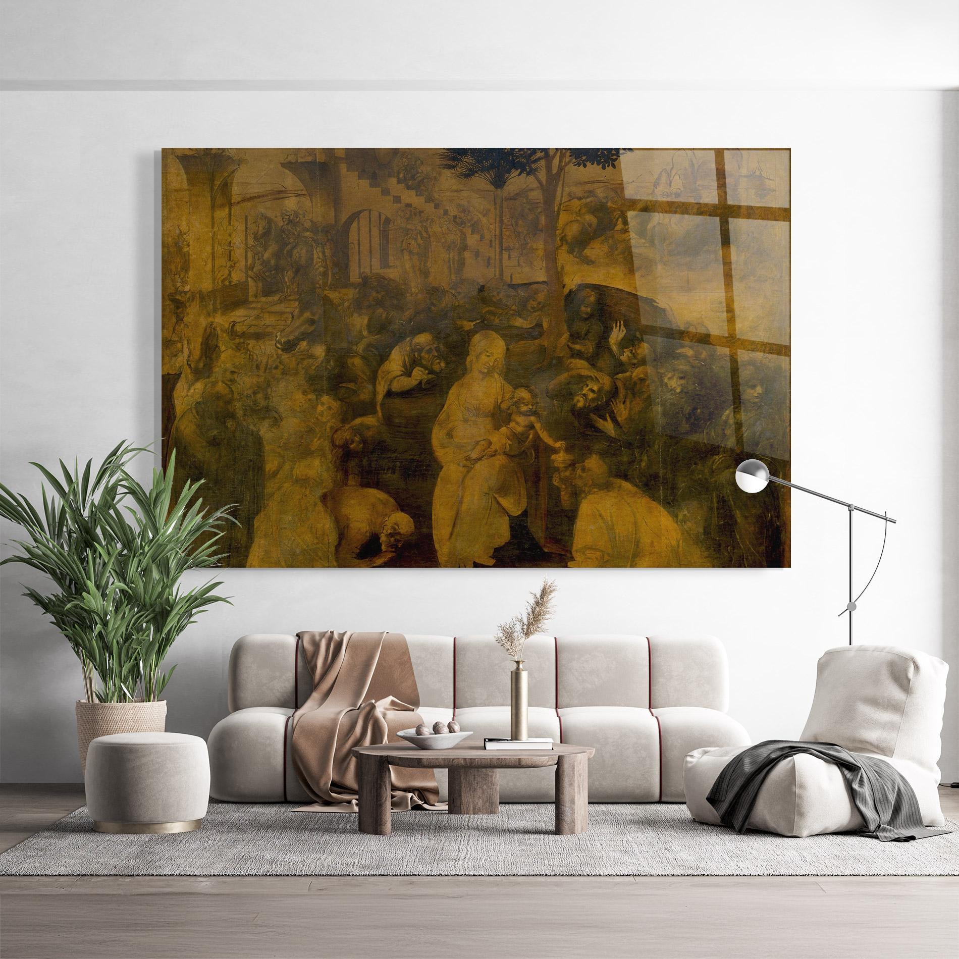 Glasbild Leonardo Da Vinci Adorazione Dei Magi mockup 9