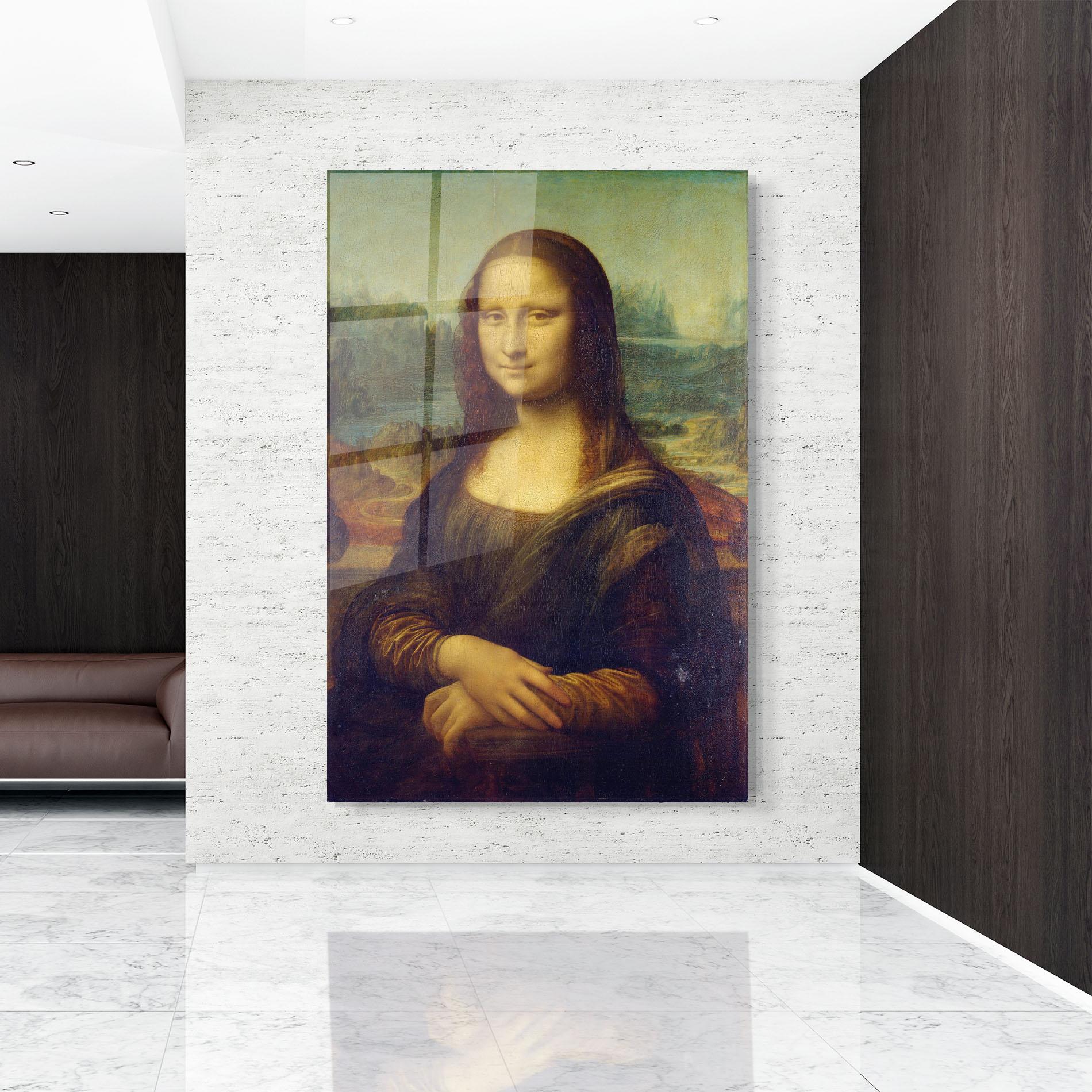 Glasbild Gioconda By Leonardo Da Vinci mockup 9