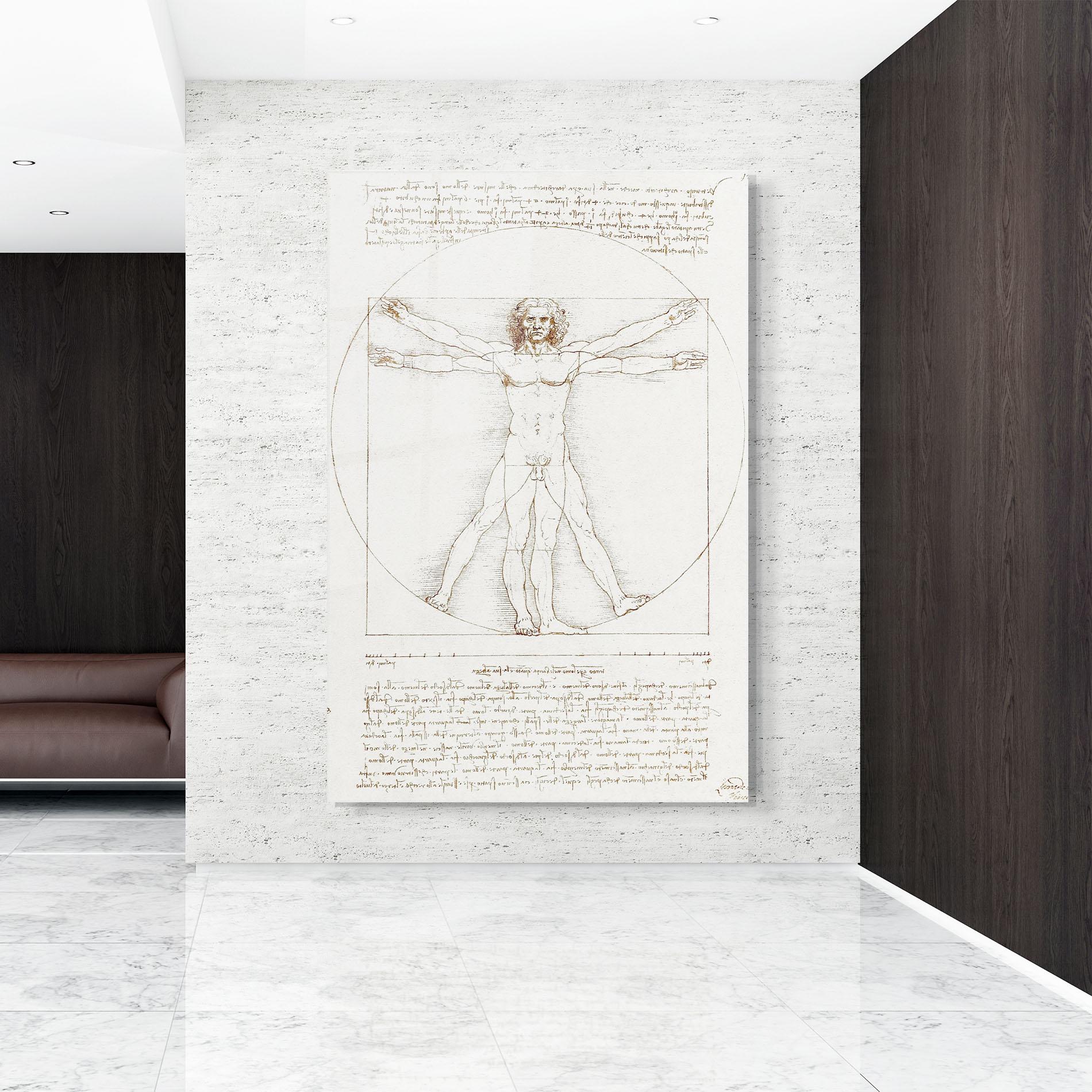 Glasbild Leonardo Da Vinci's Vitruvian Man mockup 9