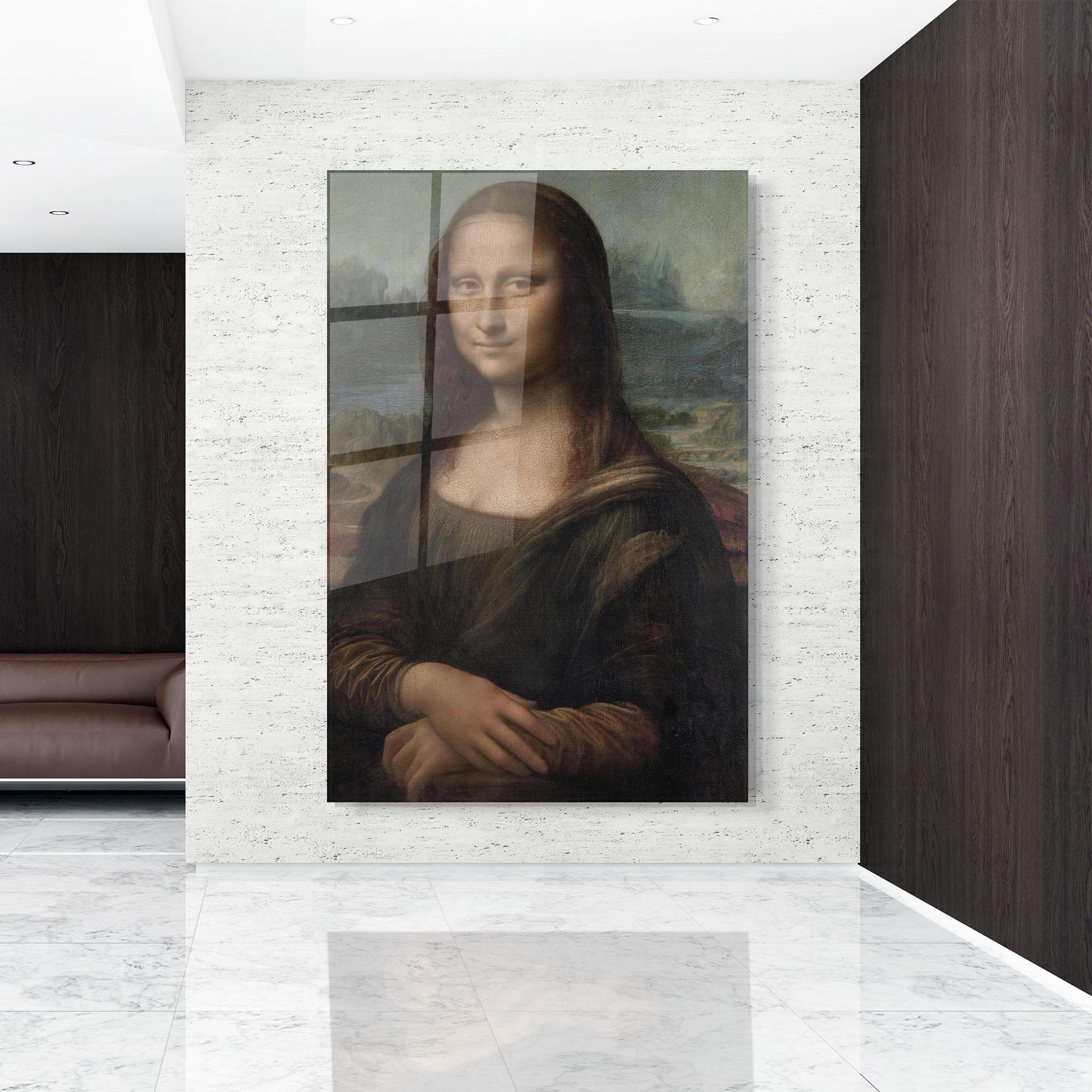 Glasbild Mona Lisa By Leonardo Da Vinci mockup 9