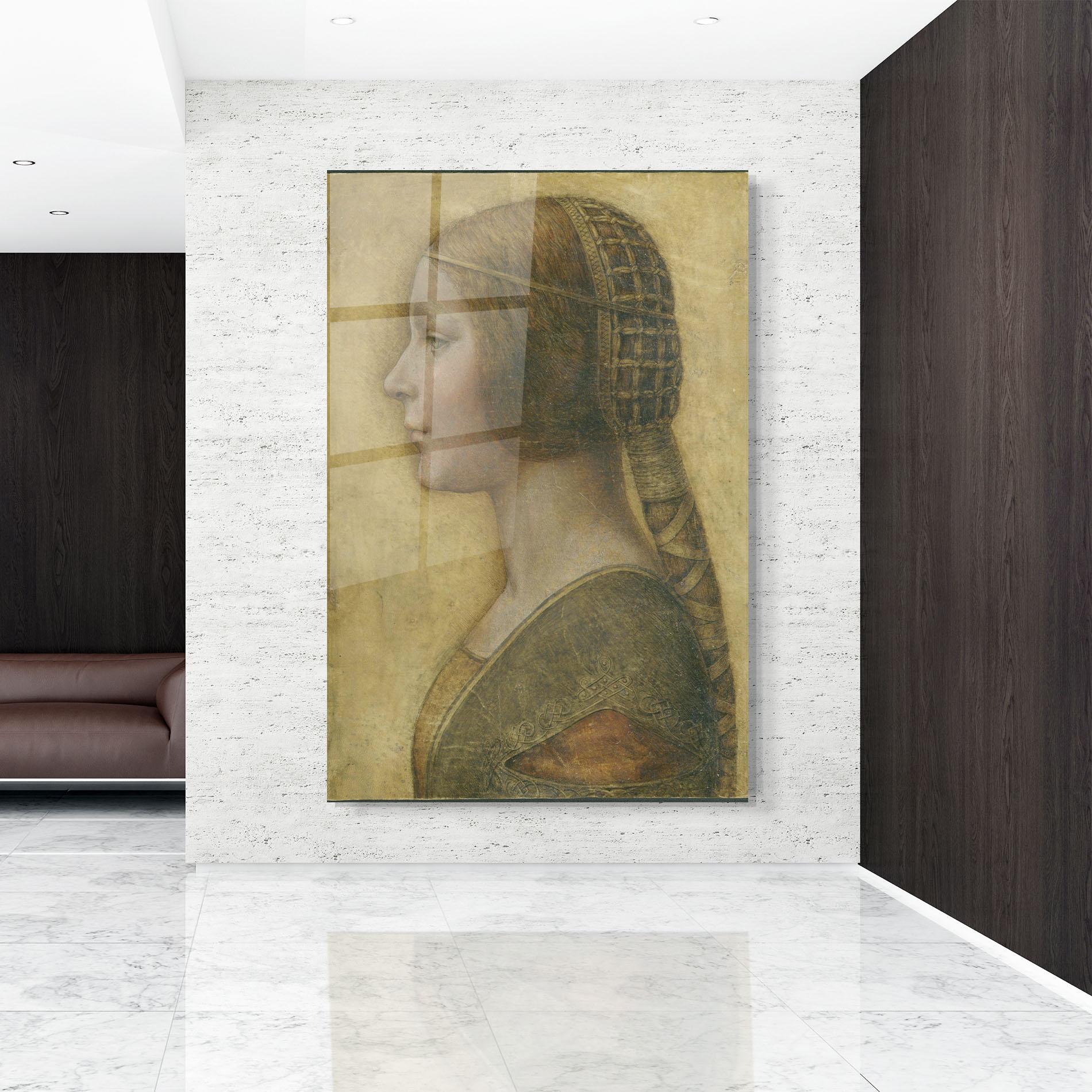 Glasbild Profile Of A Young Fiancee Da Vinci mockup 9