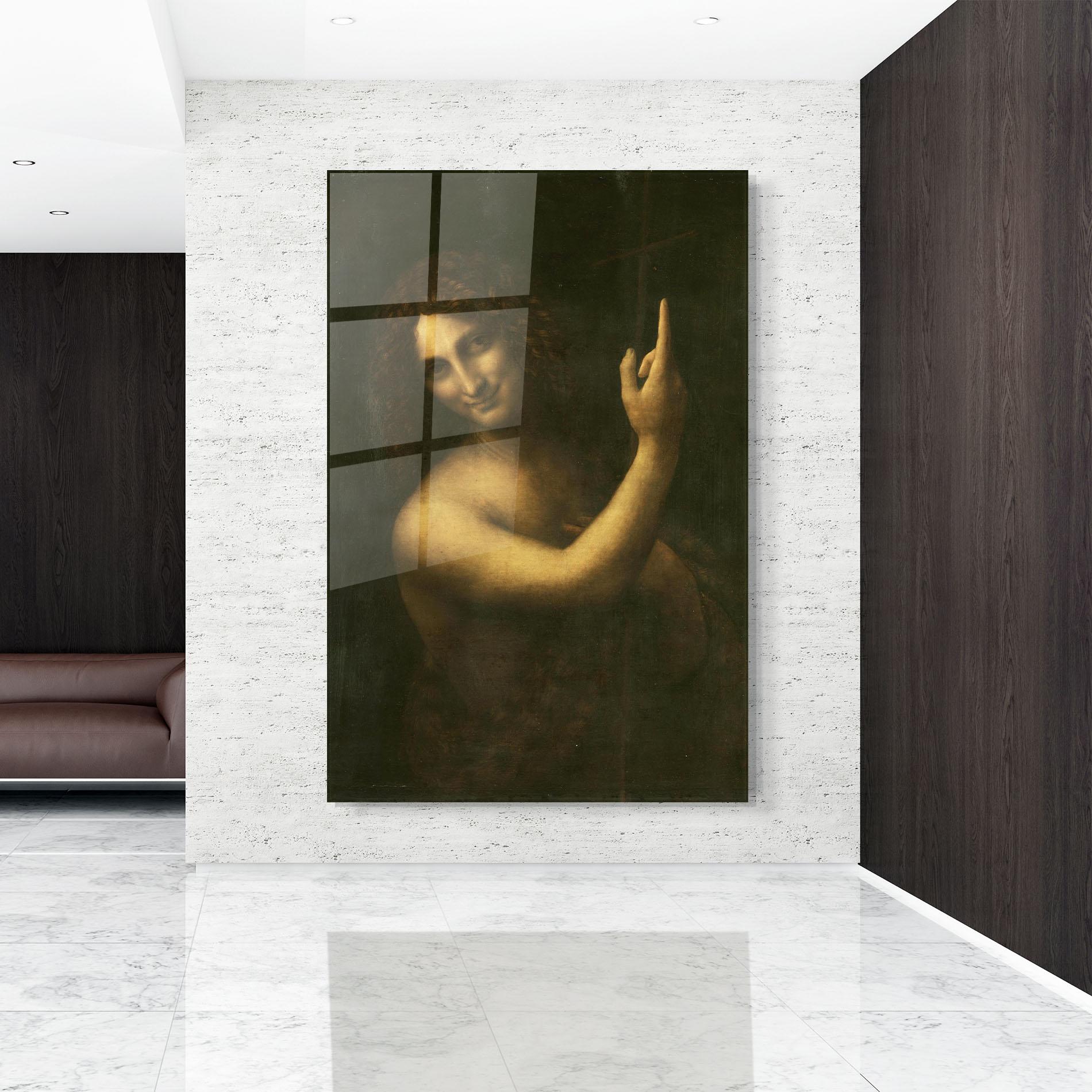 Glasbild Seonardo Da Vinci Saint John The Baptist mockup 9