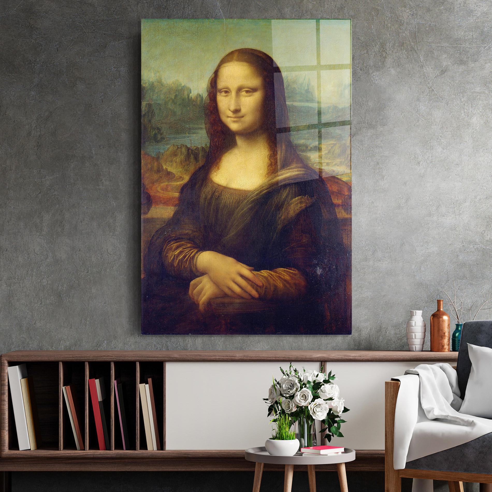 Glasbild Gioconda By Leonardo Da Vinci mockup 2