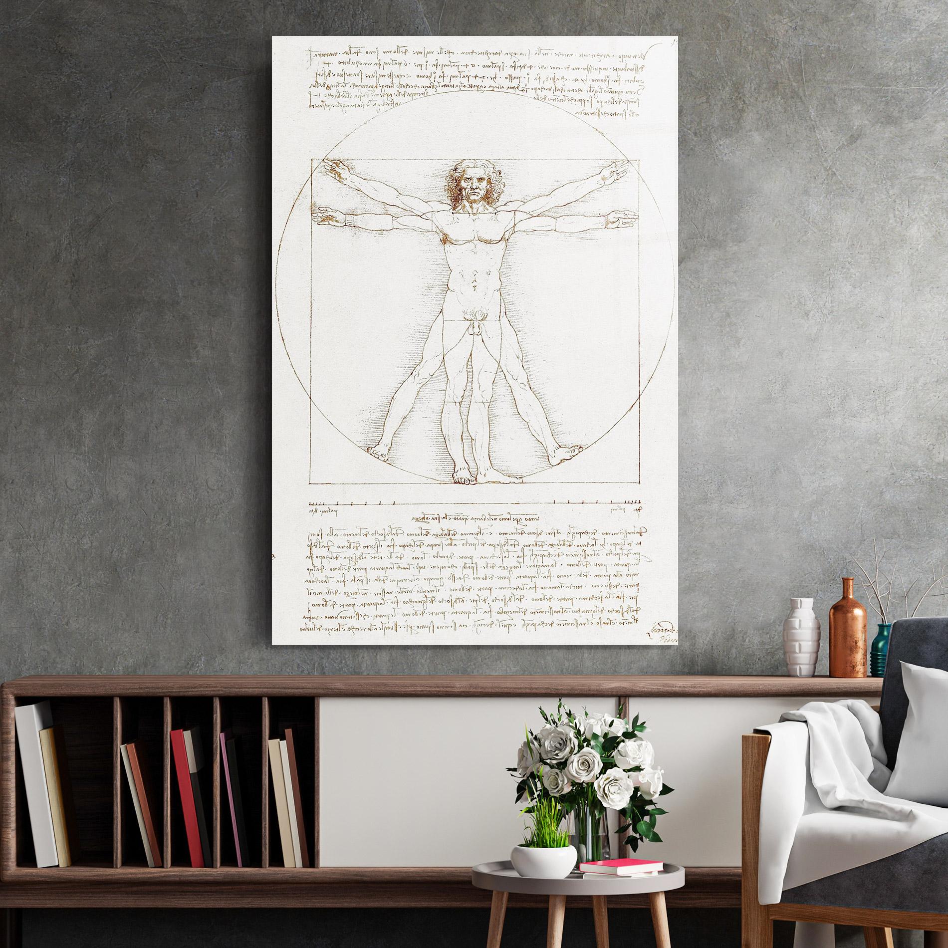 Glasbild Leonardo Da Vinci's Vitruvian Man mockup 2
