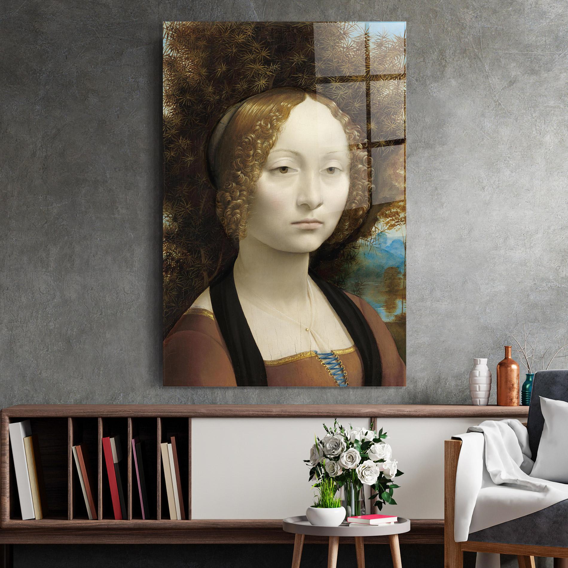 Glasbild Leonardo Da Vinci Ginevra De Benci mockup 2