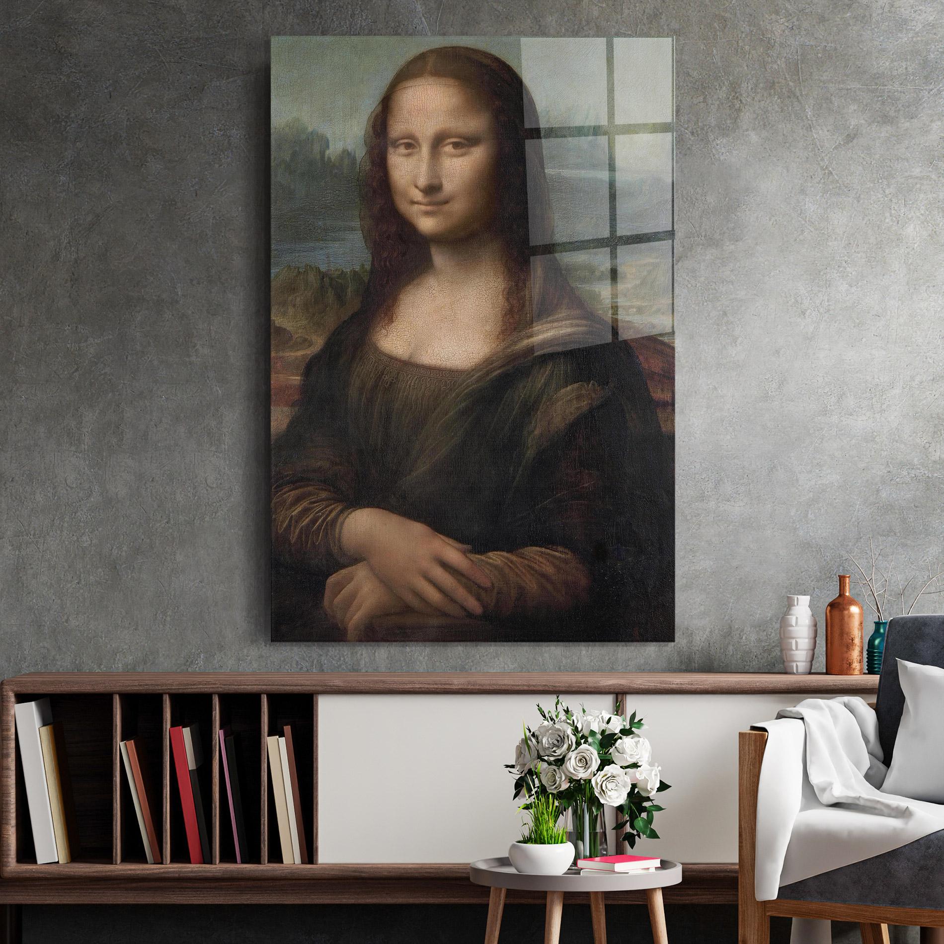 Glasbild Mona Lisa By Leonardo Da Vinci mockup 2