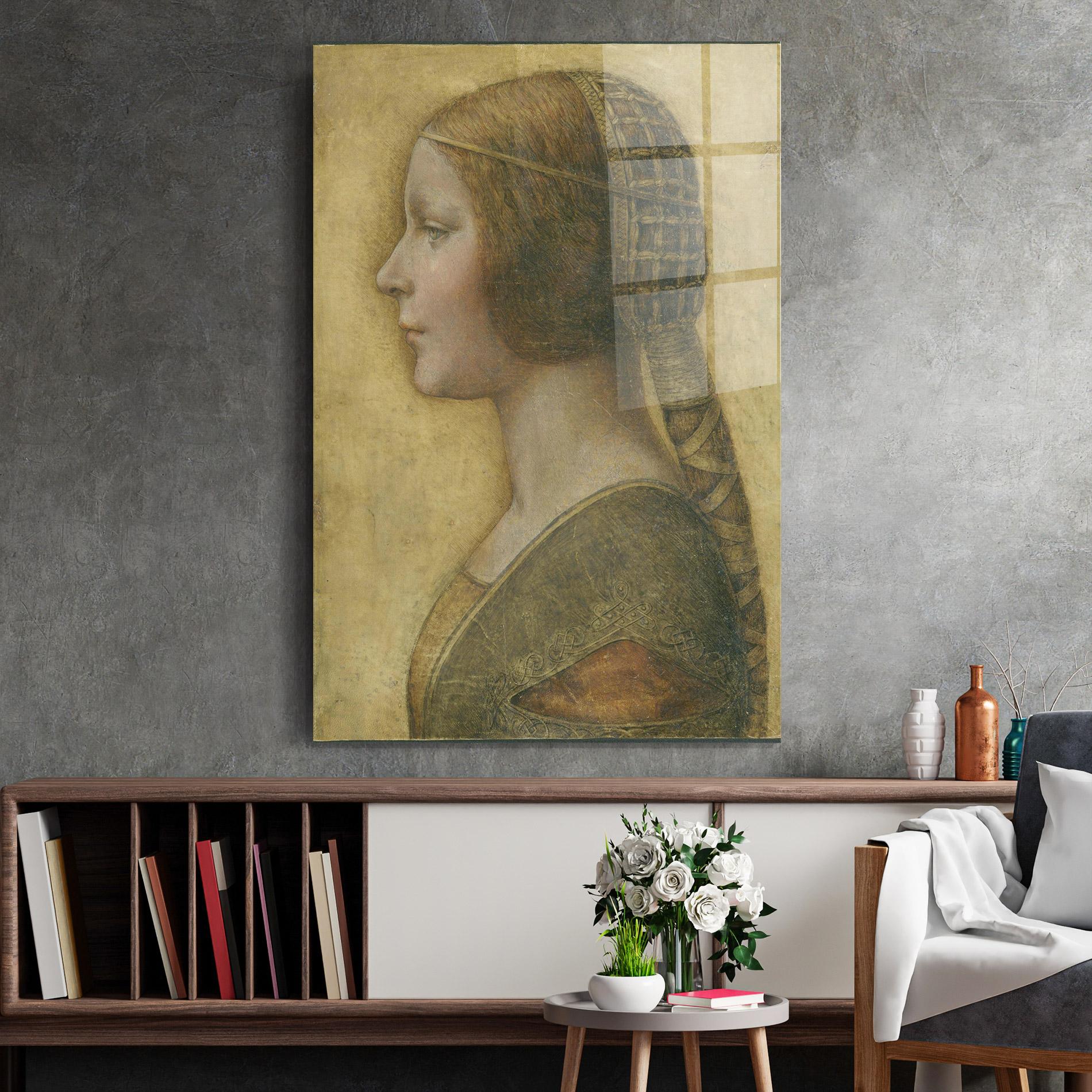 Glasbild Profile Of A Young Fiancee Da Vinci mockup 2