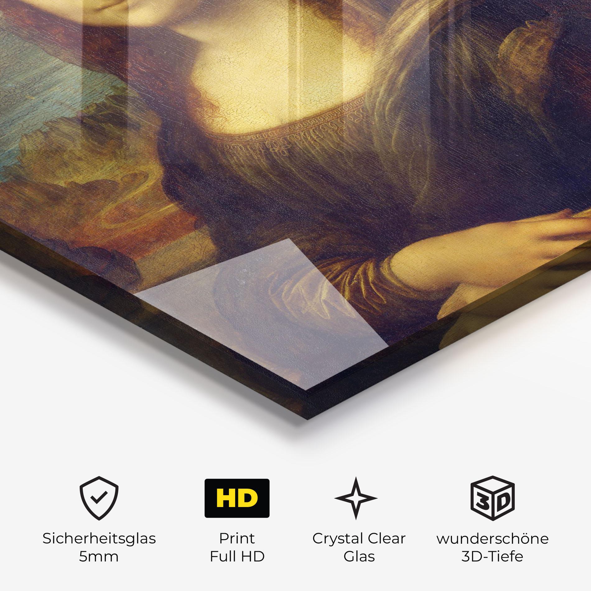 Glasbild Gioconda By Leonardo Da Vinci mockup 3
