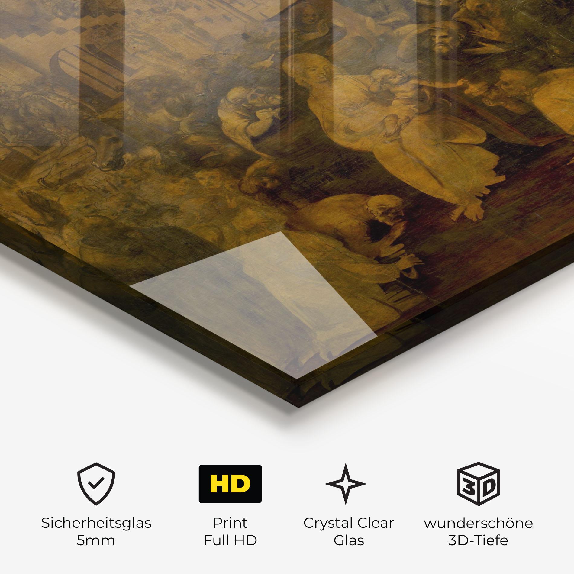 Glasbild Leonardo Da Vinci Adorazione Dei Magi mockup 3
