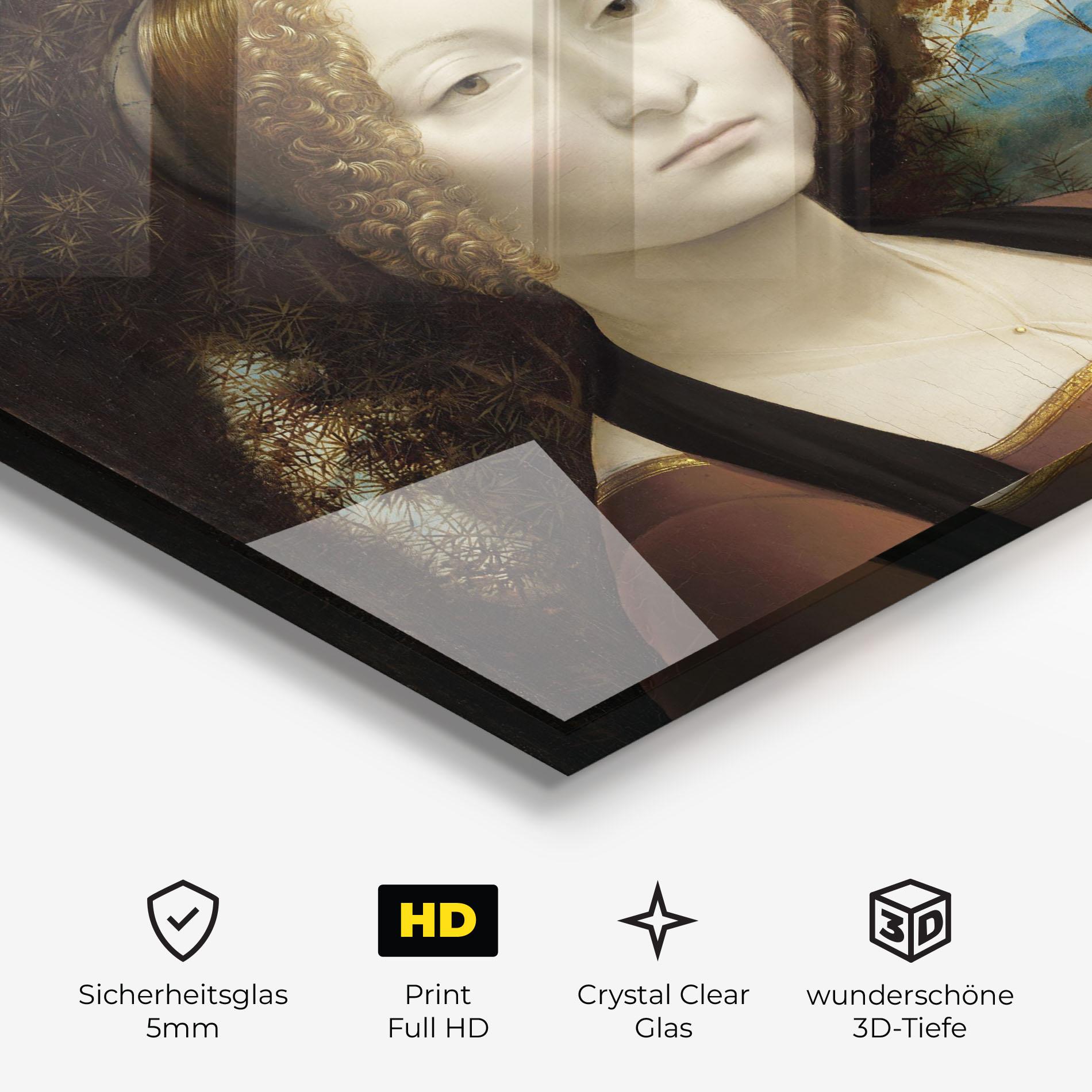 Glasbild Leonardo Da Vinci Ginevra De Benci mockup 3