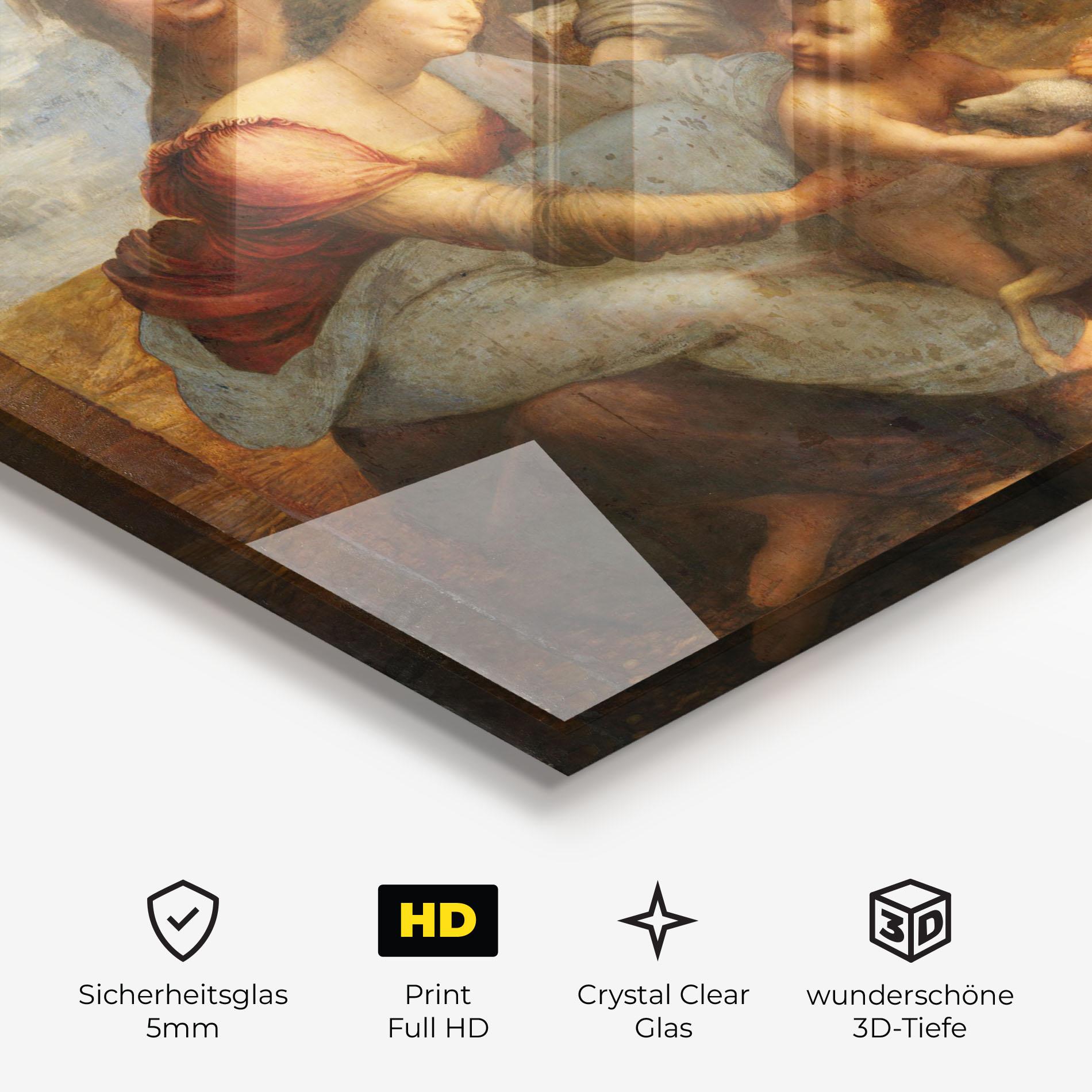 Glasbild Leonardo Da Vinci Virgin And Child With St Anne mockup 3