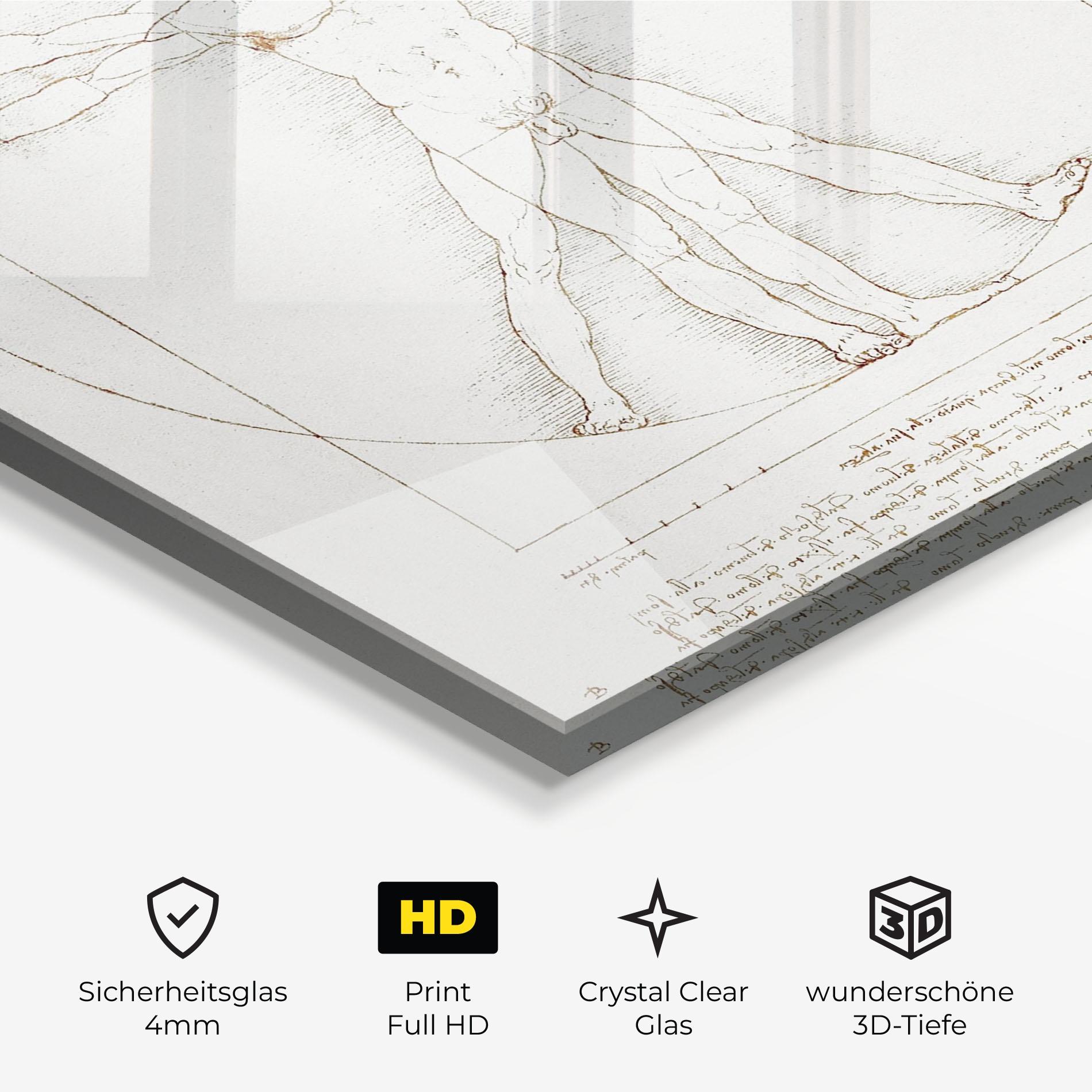 Glasbild Leonardo Da Vinci's Vitruvian Man mockup 3
