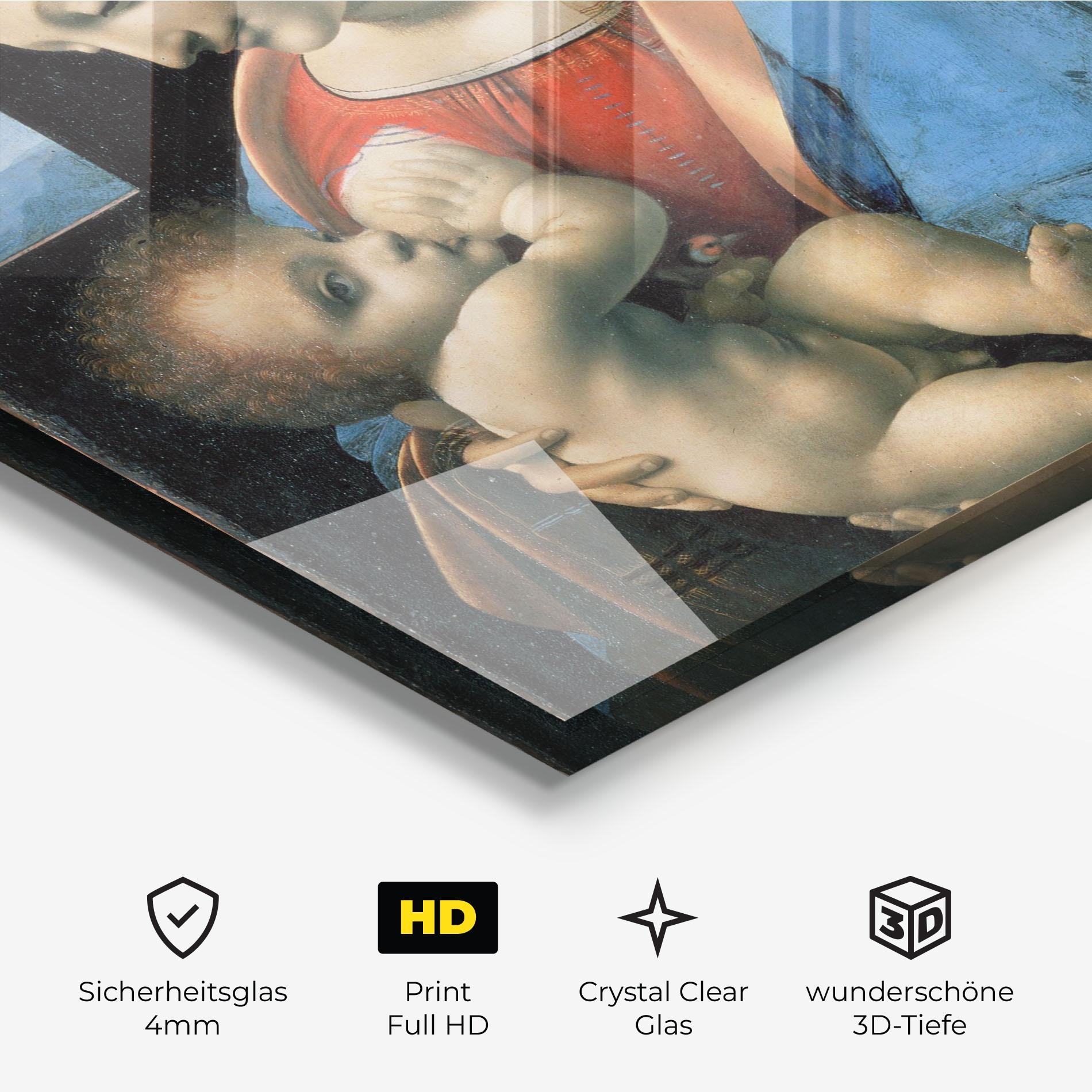 Glasbild Leonardo Da Vinci Attributed Madonna Litta mockup 3