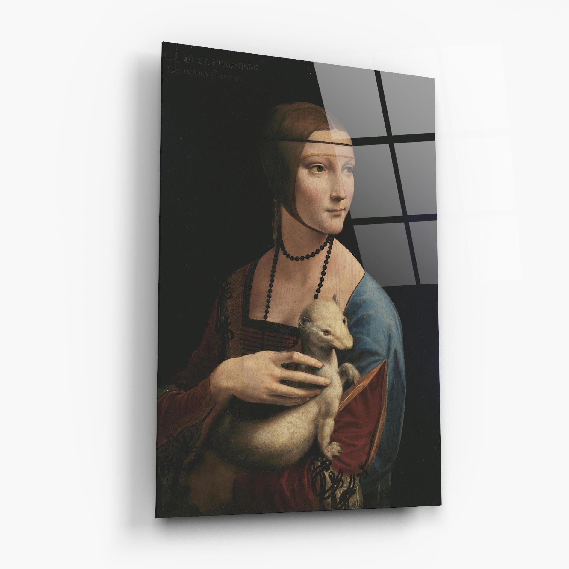 Glasbild Lady With An Ermine Leonardo Da Vinci mockup 6