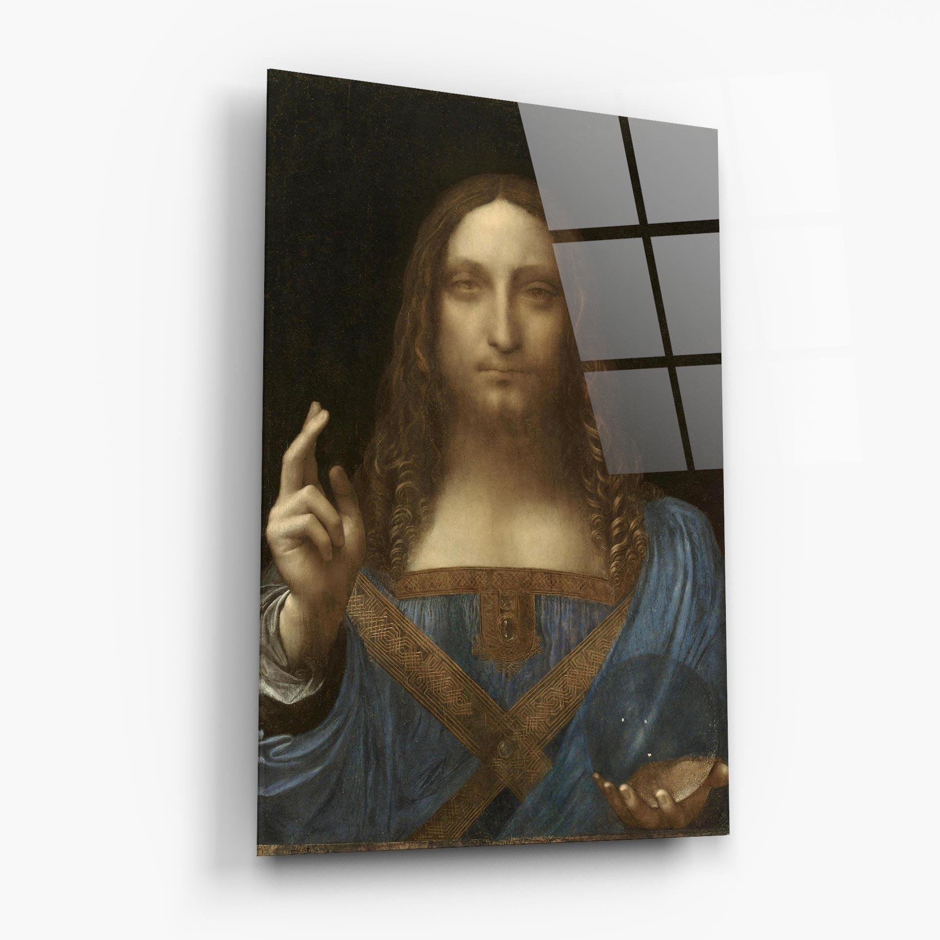 Glasbild Leonardo Da Vinci Salvator Mundi mockup 6