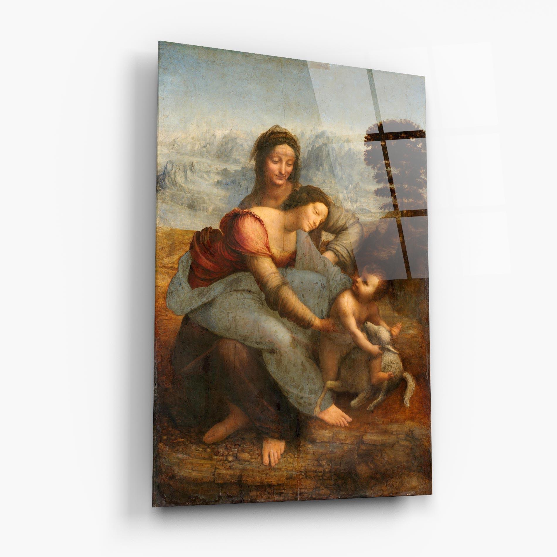 Glasbild Leonardo Da Vinci Virgin And Child With St Anne mockup 6