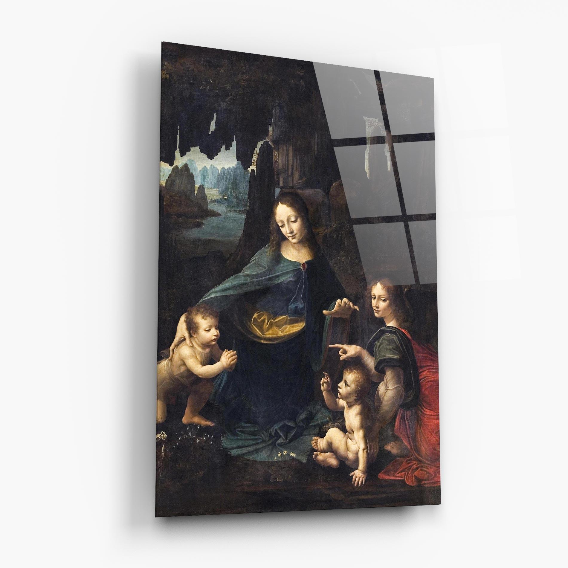 Glasbild The Virgin Of The Rocks Leonardo Da Vinci mockup 6