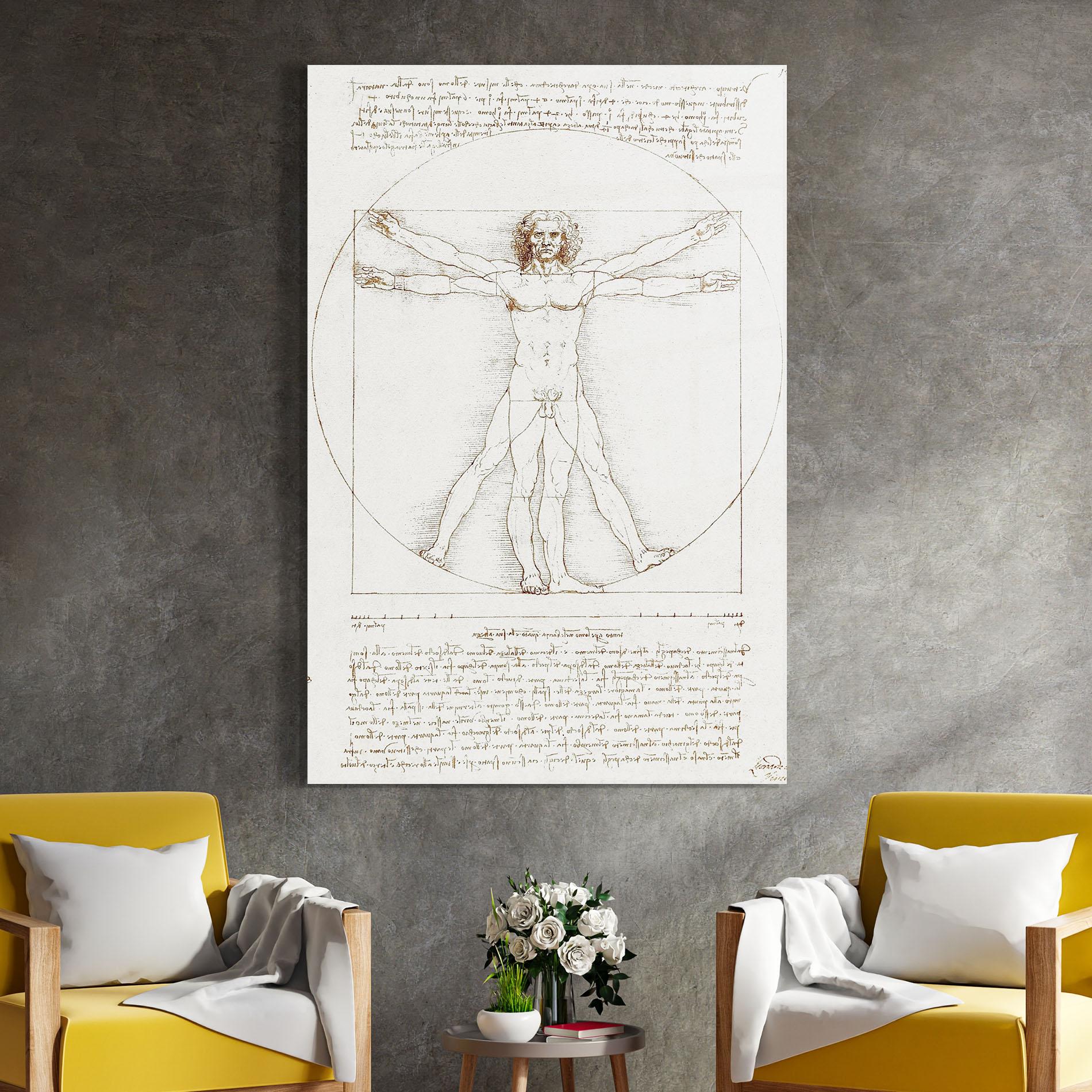 Glasbild Leonardo Da Vinci's Vitruvian Man mockup 4