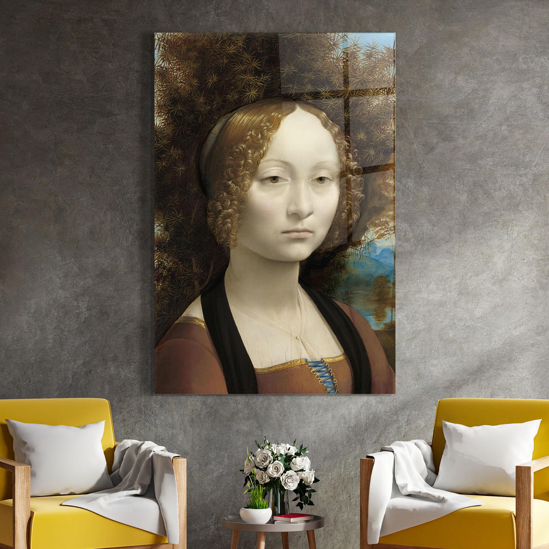 Glasbild Leonardo Da Vinci Ginevra De Benci mockup 4