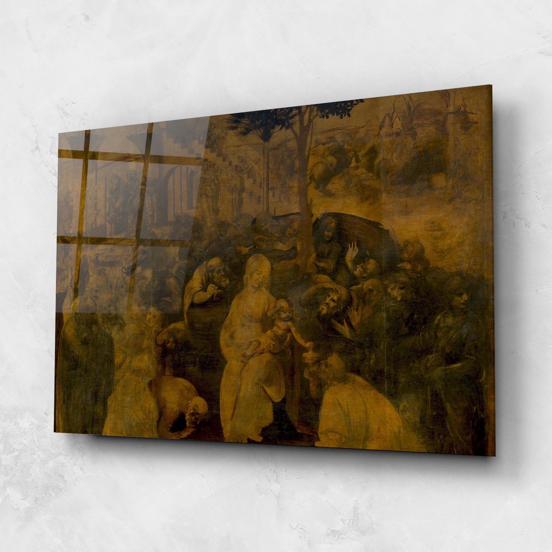 Glasbild Leonardo Da Vinci Adorazione Dei Magi mockup 1