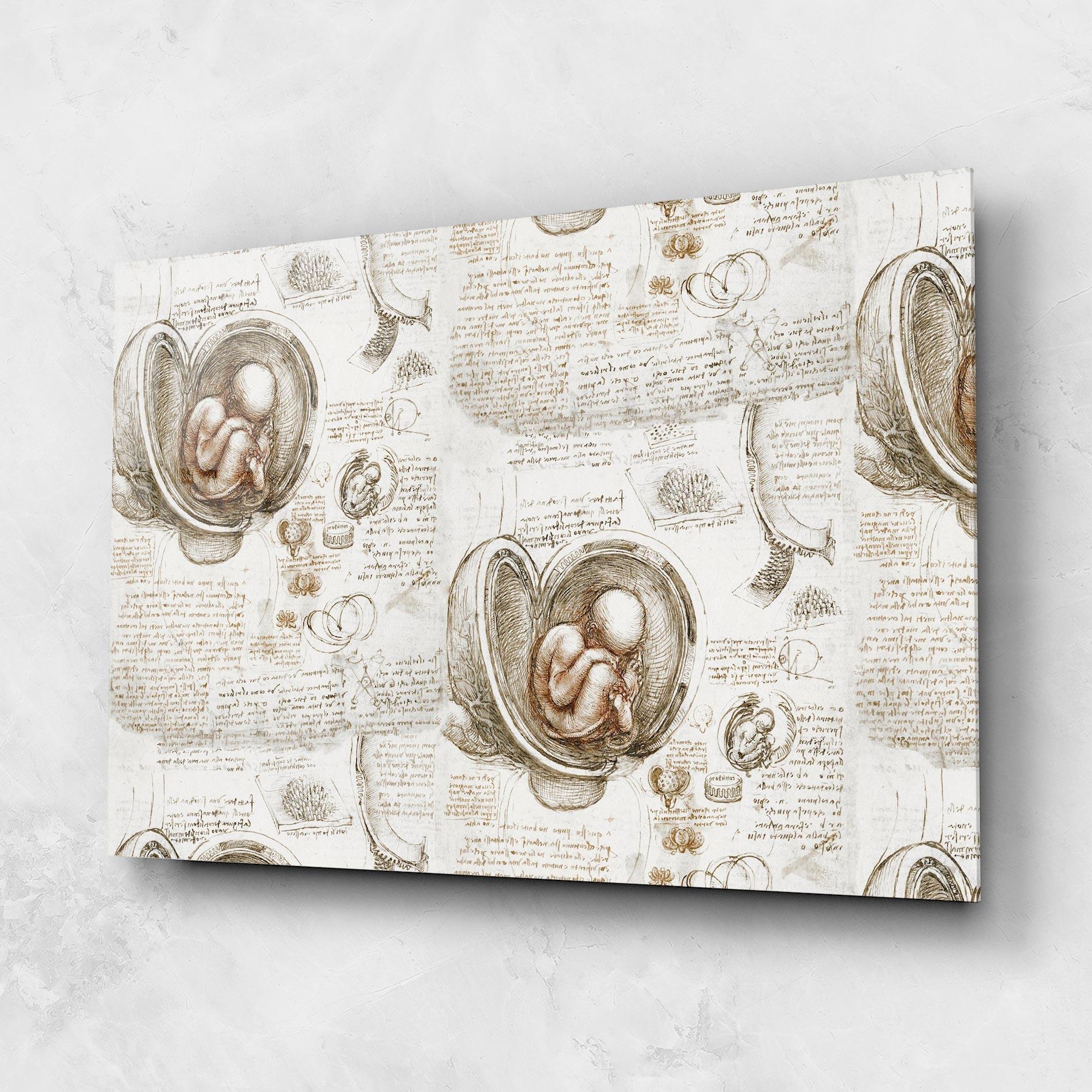Glasbild Leonardo Studies Of The Foetus mockup 1