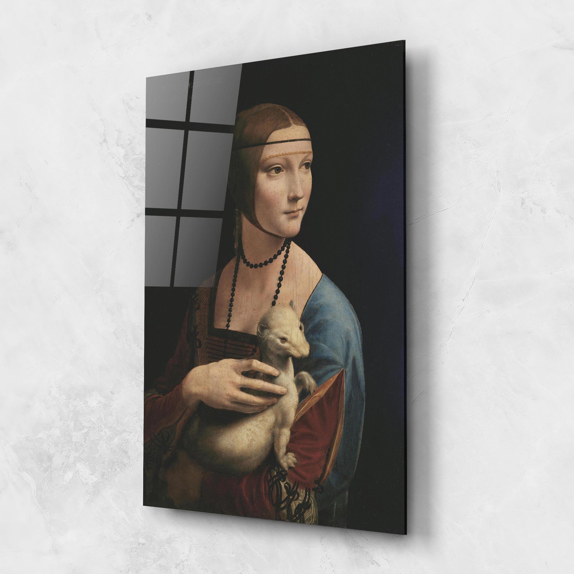 Glasbild Lady With An Ermine Leonardo Da Vinci mockup 1
