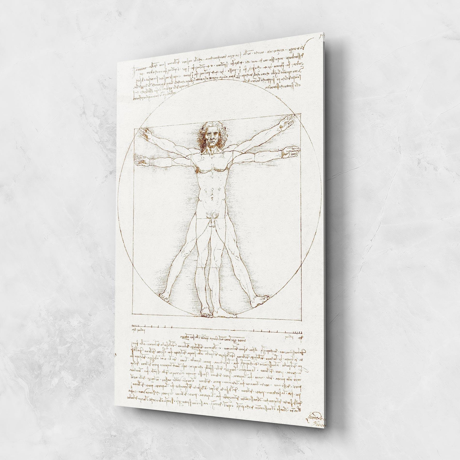 Glasbild Leonardo Da Vinci's Vitruvian Man mockup 1