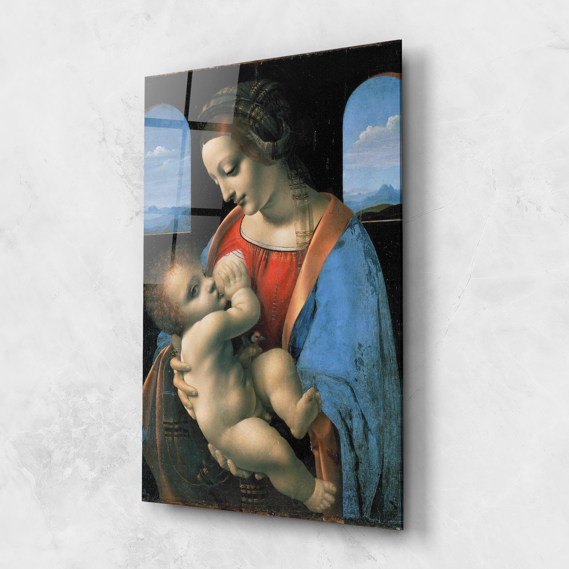 Glasbild Leonardo Da Vinci Attributed Madonna Litta mockup 1