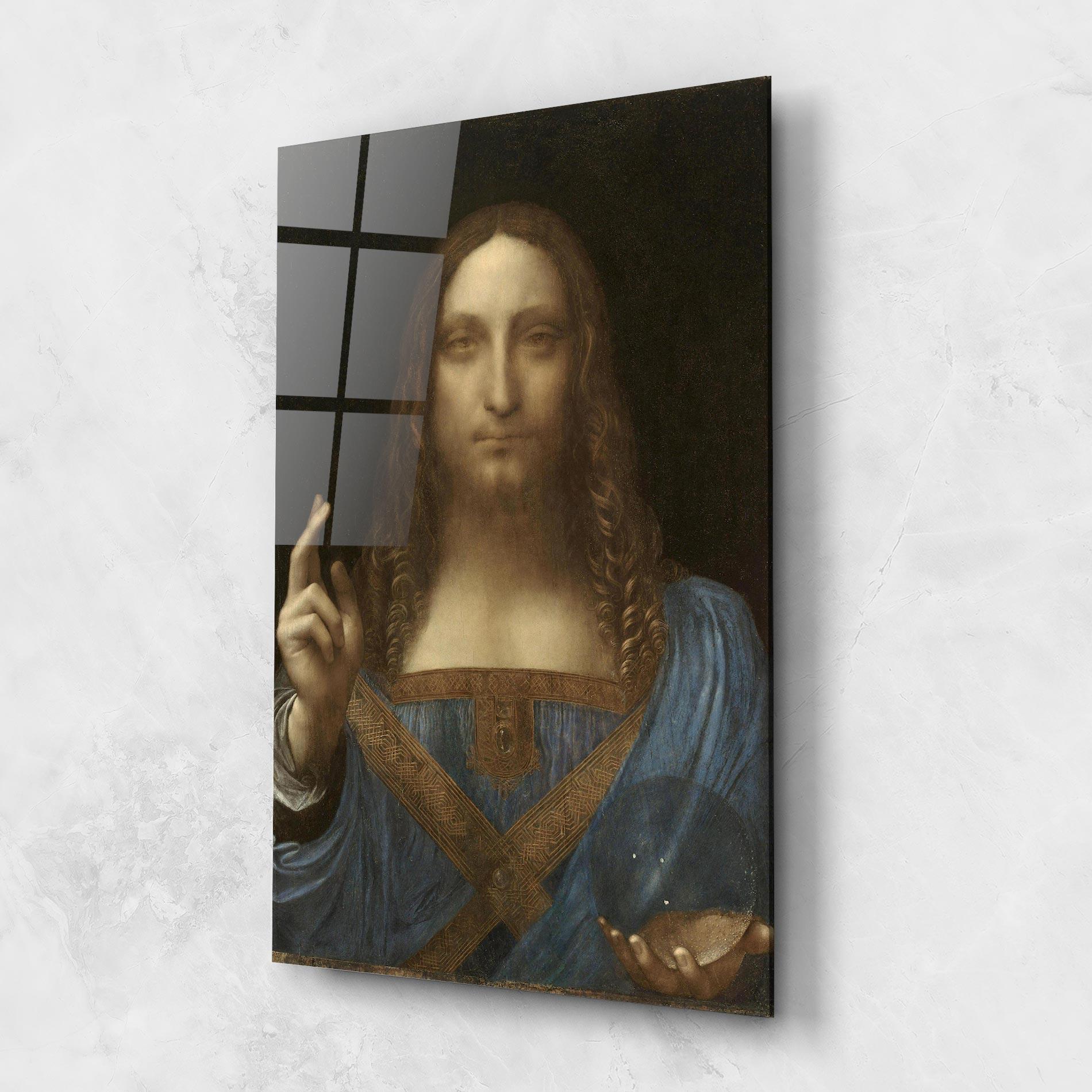 Glasbild Leonardo Da Vinci Salvator Mundi mockup 1