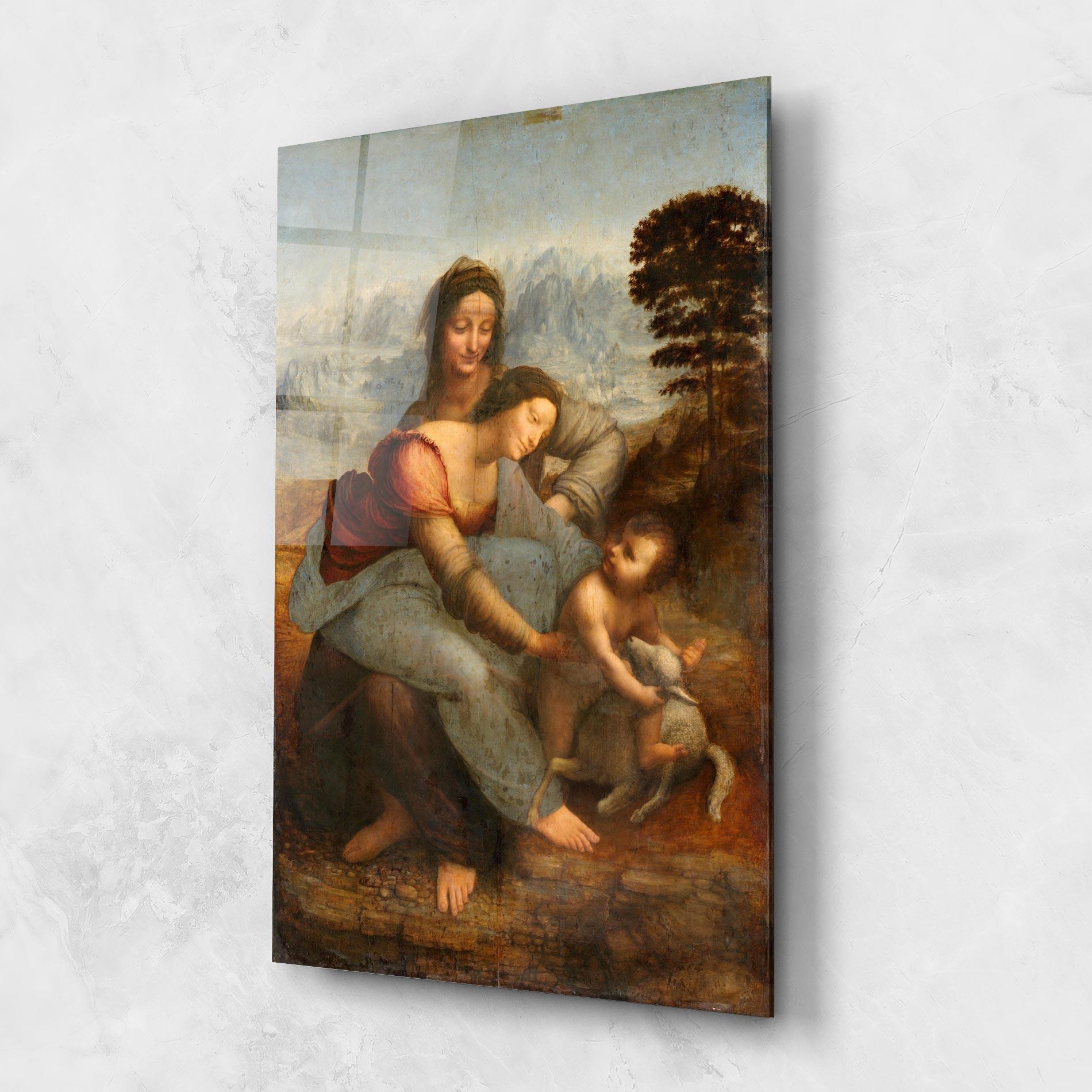 Glasbild Leonardo Da Vinci Virgin And Child With St Anne mockup 1