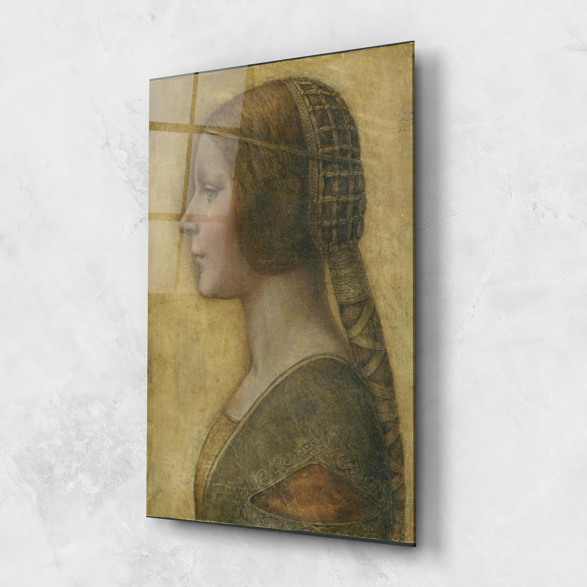 Glasbild Profile Of A Young Fiancee Da Vinci mockup 1