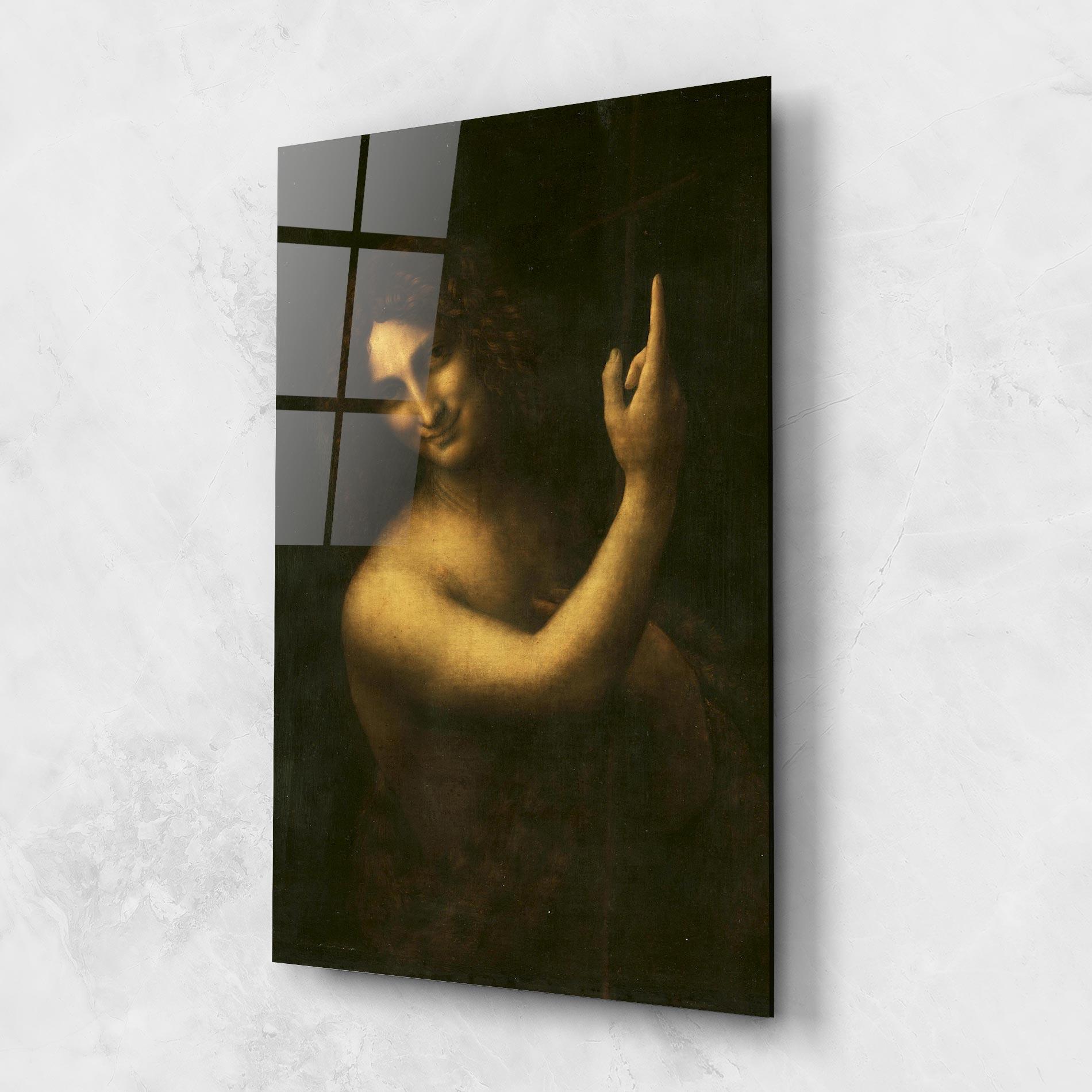 Glasbild Seonardo Da Vinci Saint John The Baptist mockup 1