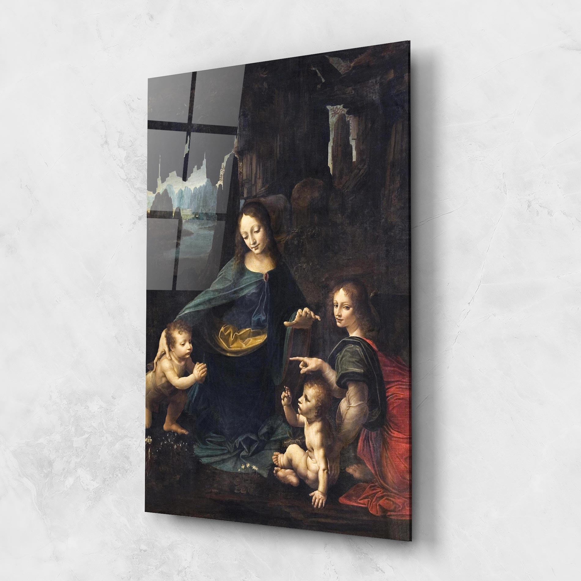 Glasbild The Virgin Of The Rocks Leonardo Da Vinci mockup 1