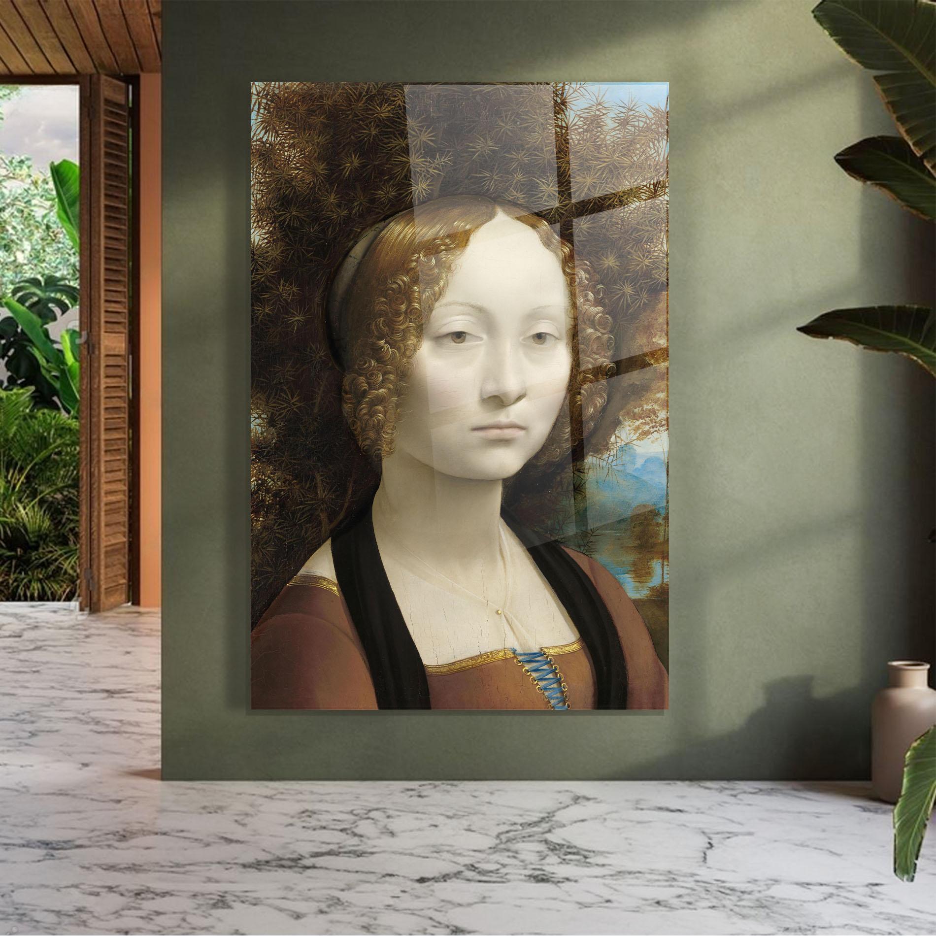 Glasbild Leonardo Da Vinci Ginevra De Benci mockup 7