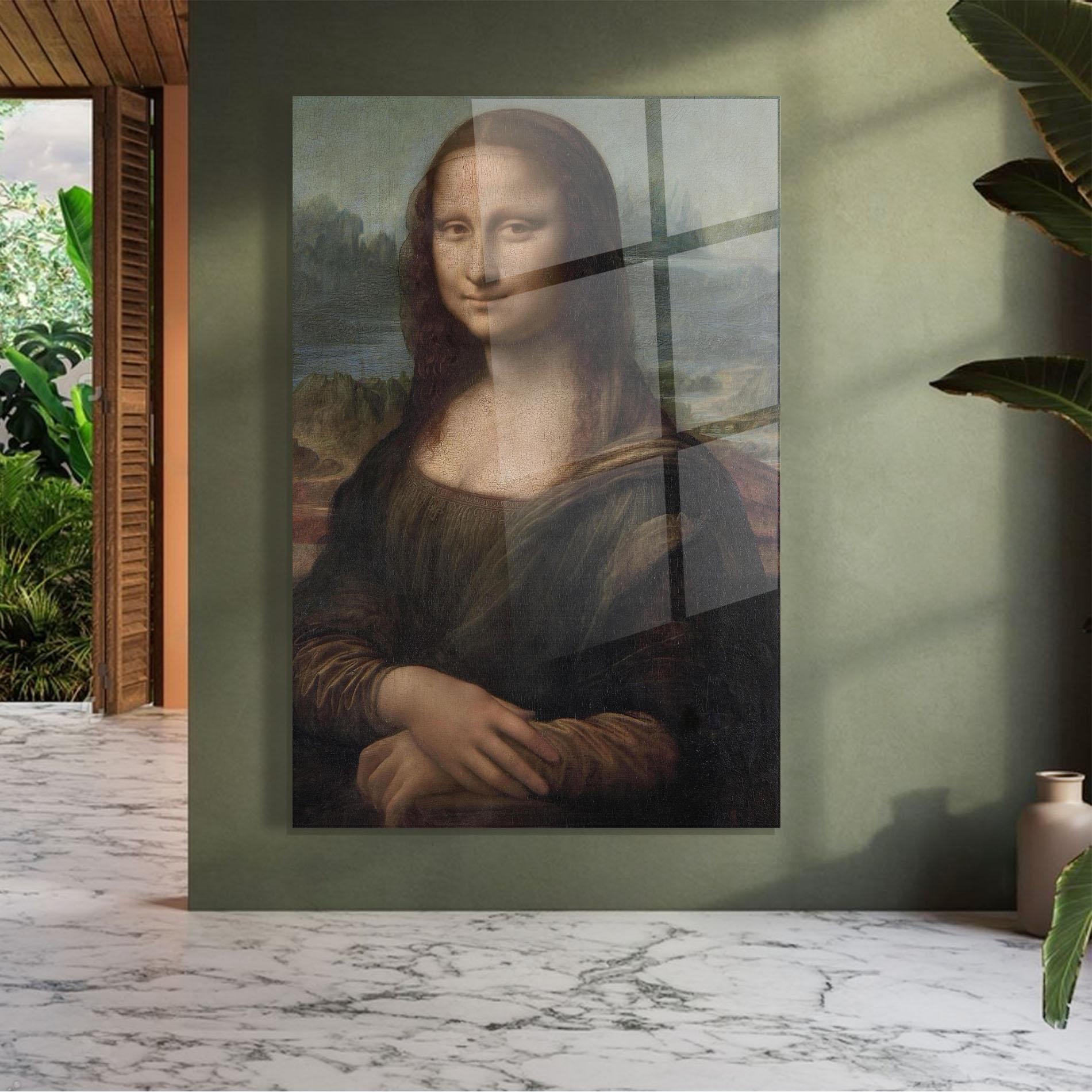 Glasbild Mona Lisa By Leonardo Da Vinci mockup 7