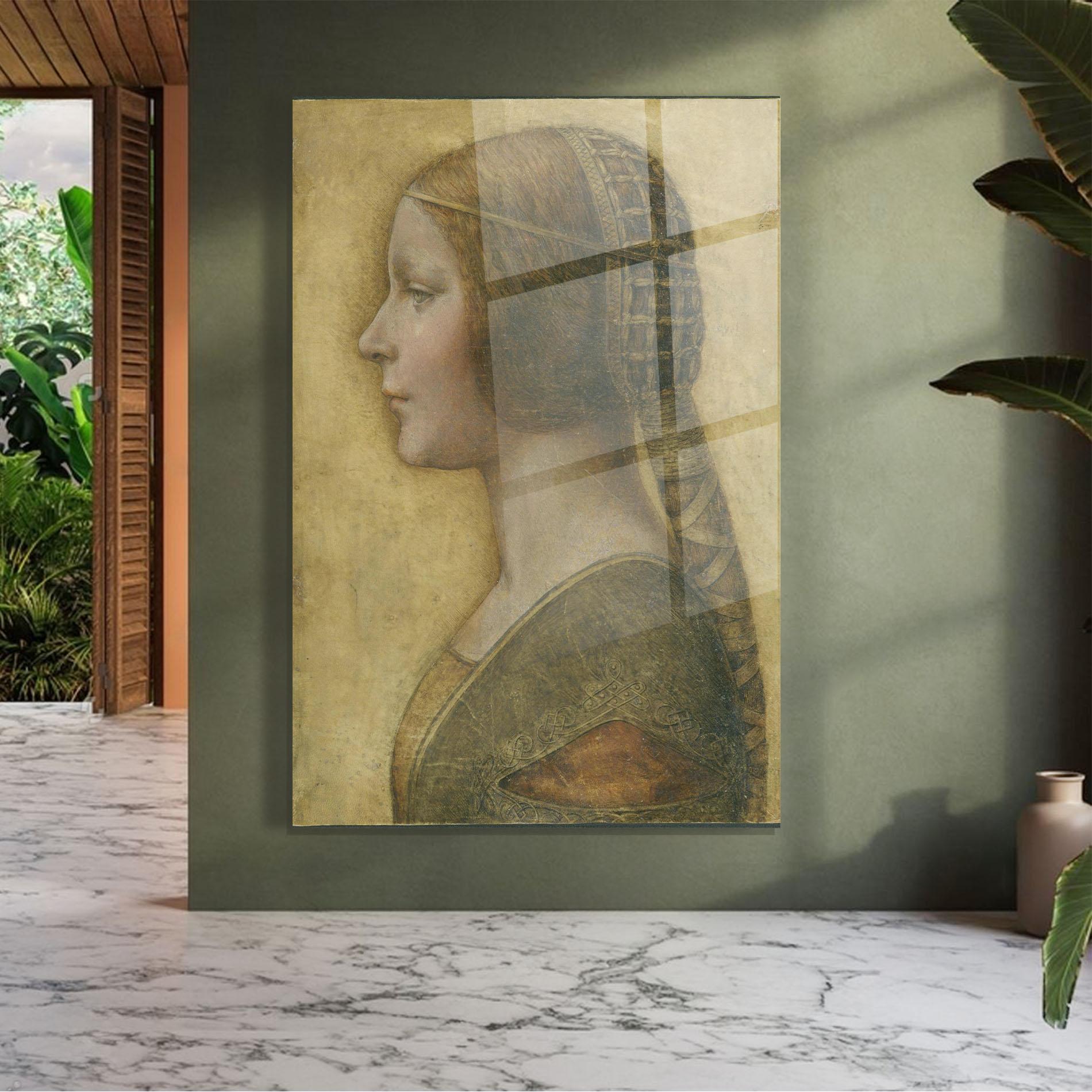 Glasbild Profile Of A Young Fiancee Da Vinci mockup 7