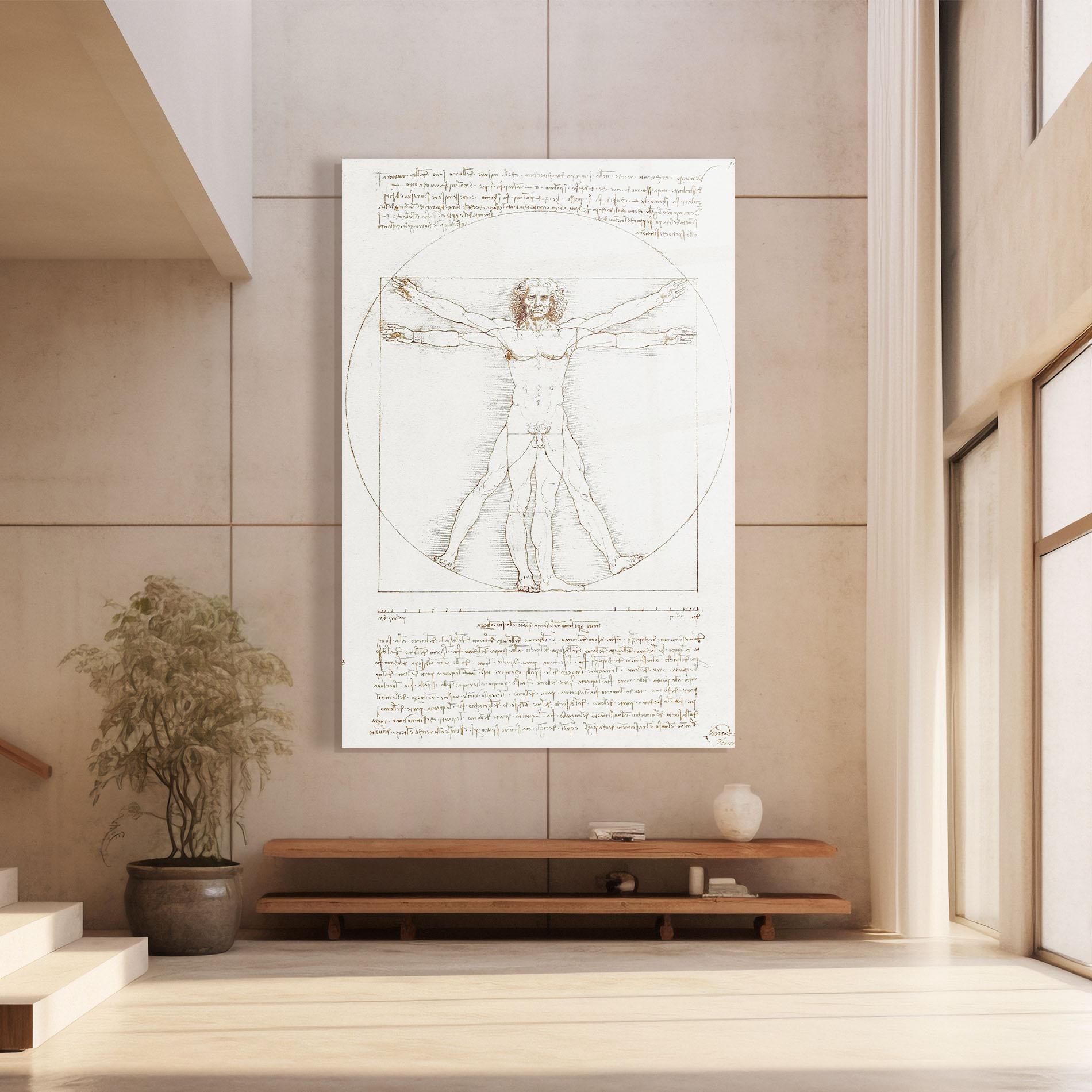 Glasbild Leonardo Da Vinci's Vitruvian Man mockup 8