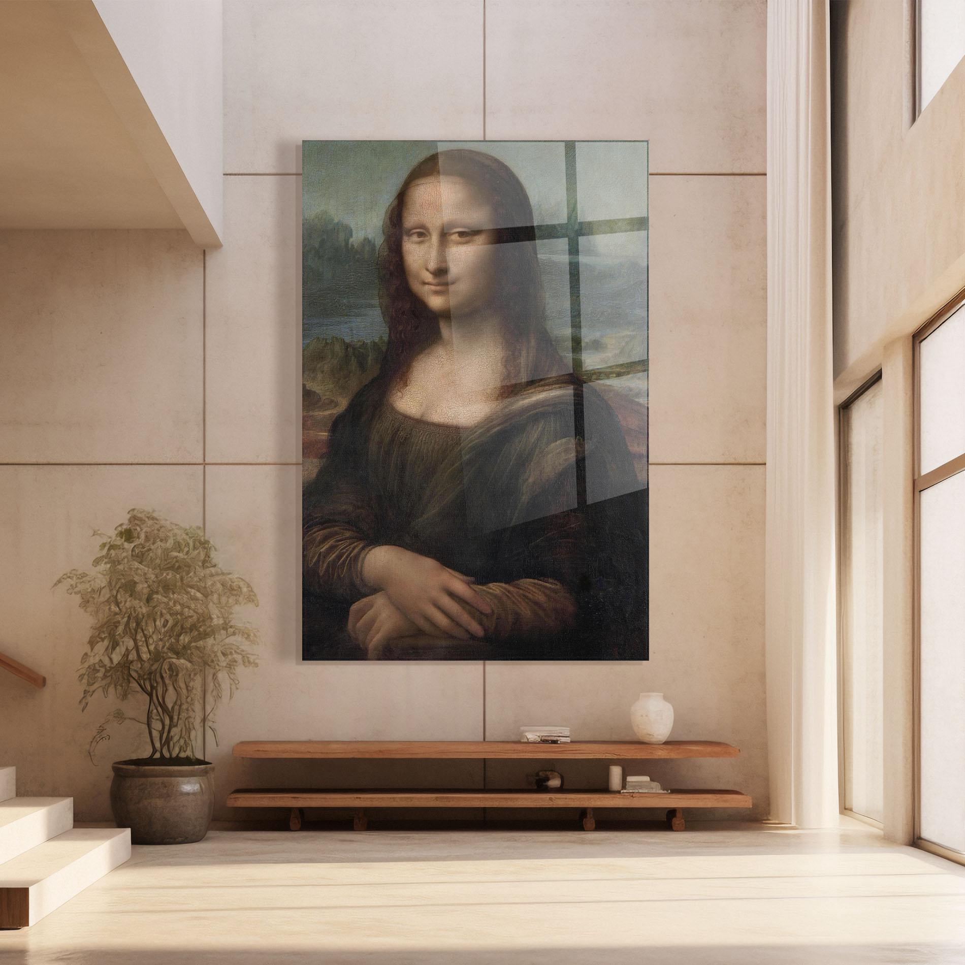 Glasbild Mona Lisa By Leonardo Da Vinci mockup 8
