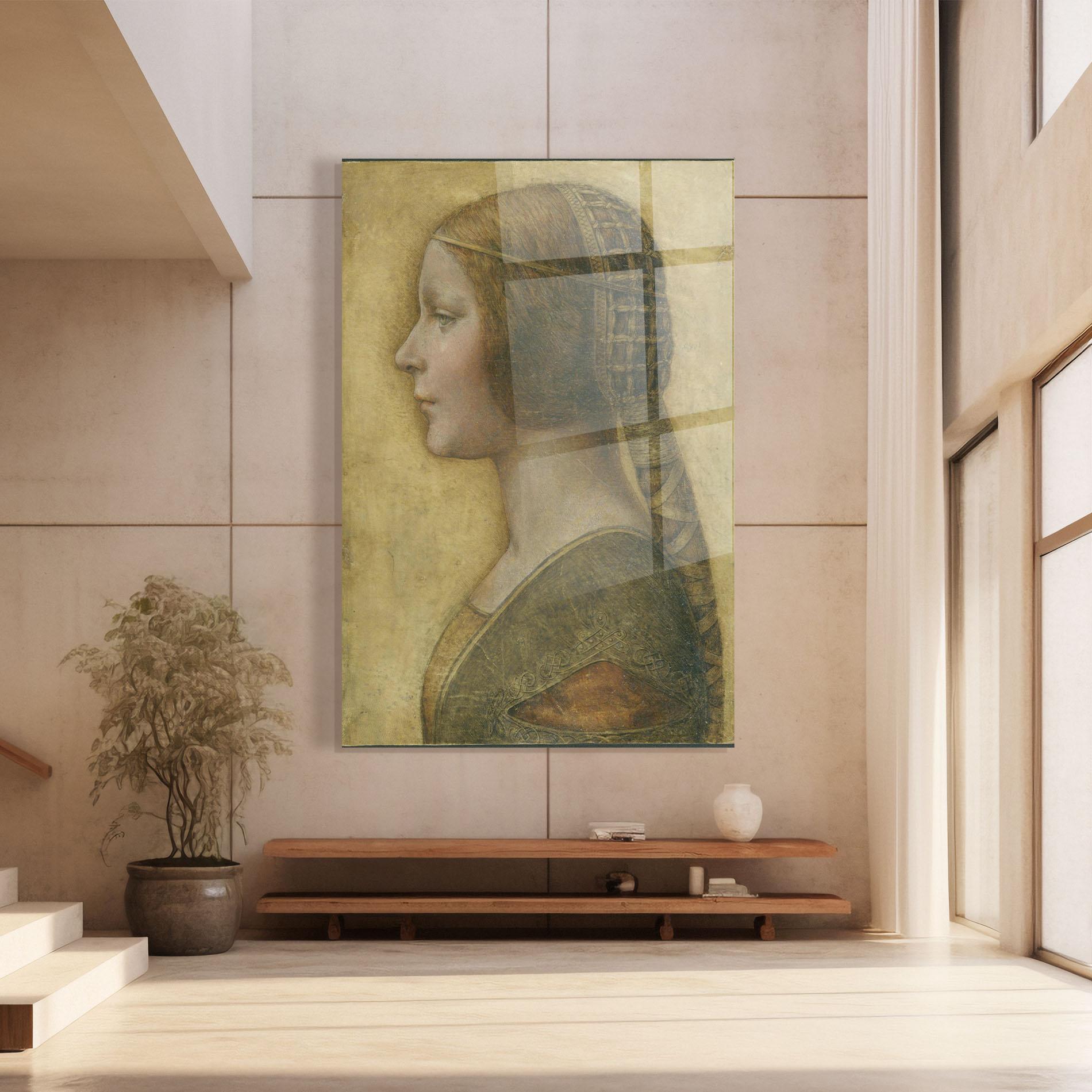 Glasbild Profile Of A Young Fiancee Da Vinci mockup 8