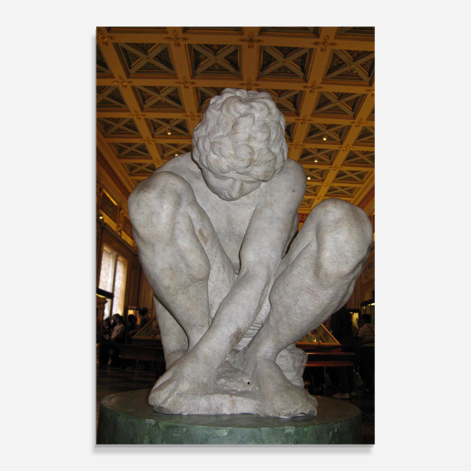 Glasbild Crouching Boy mockup 0