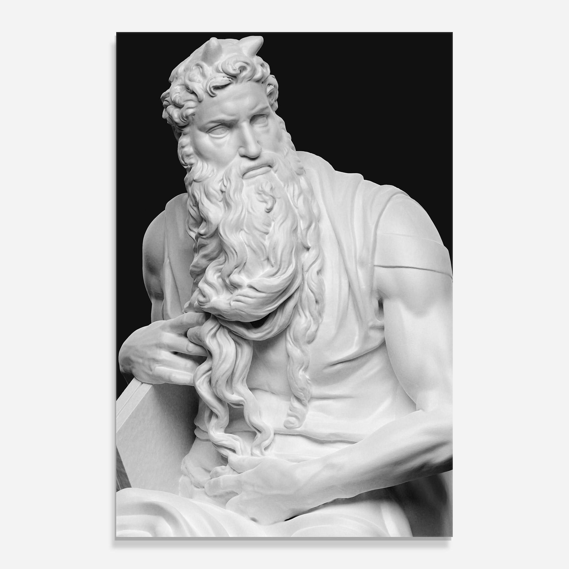 Glasbild Moses Statue mockup 0