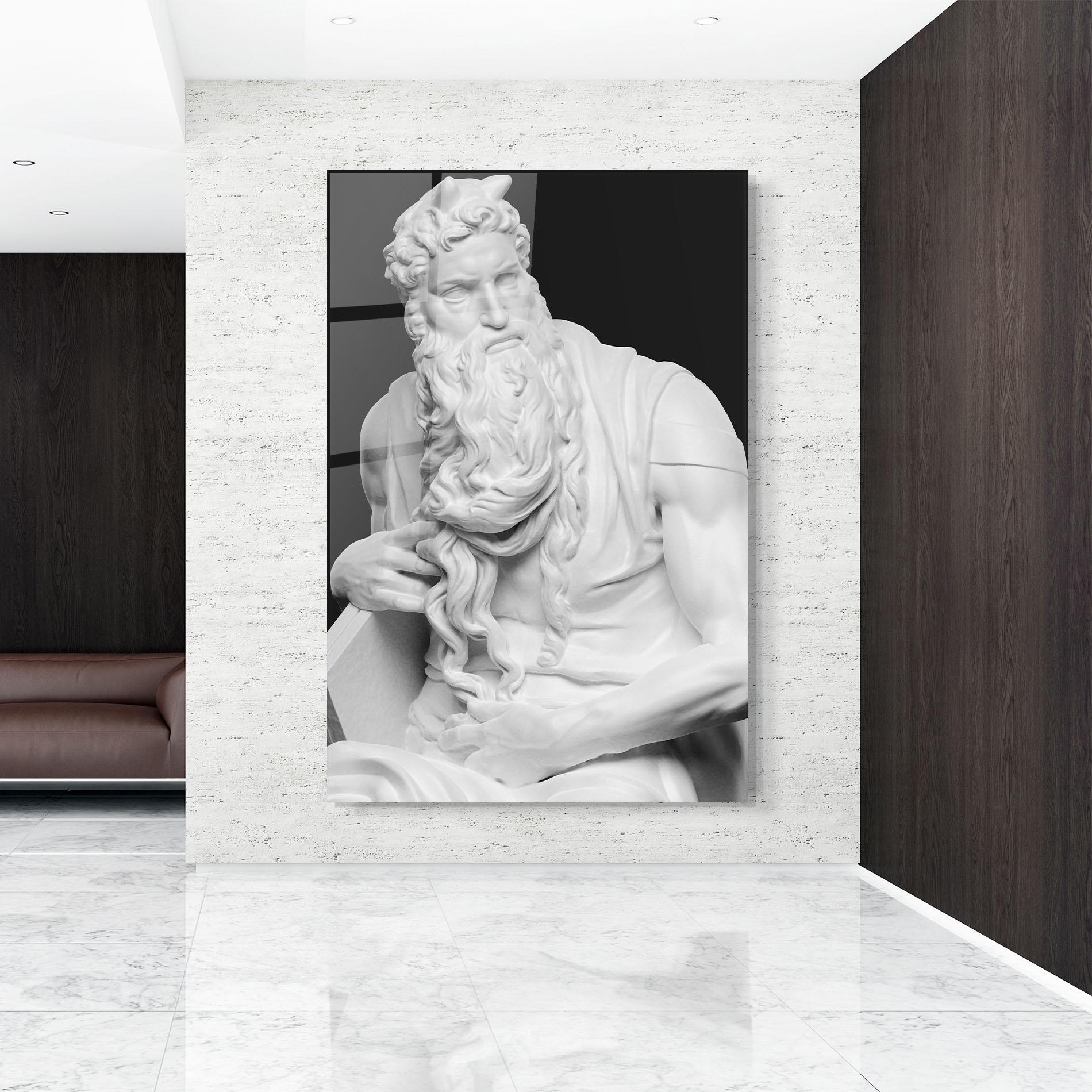 Glasbild Moses Statue mockup 9