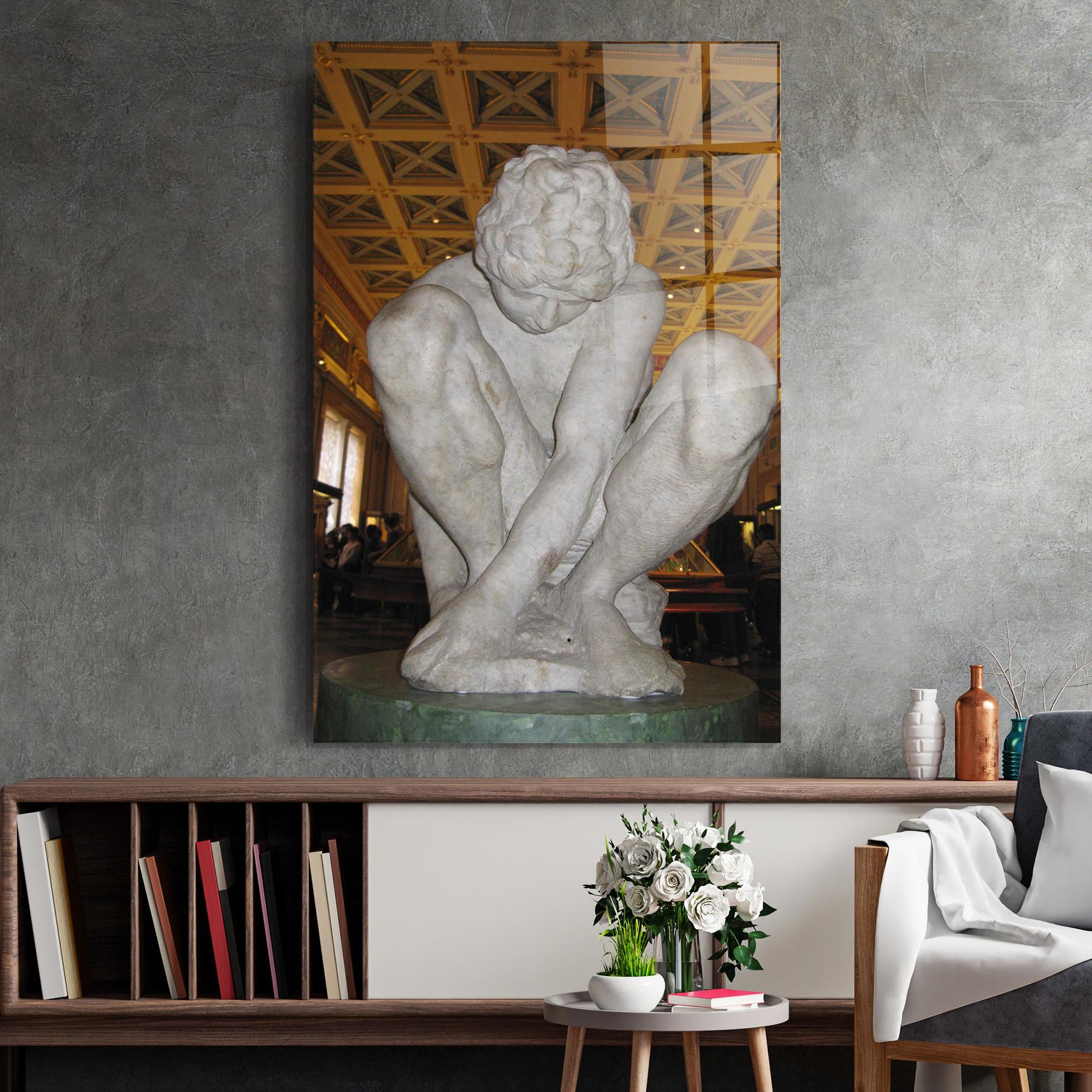 Glasbild Crouching Boy mockup 2