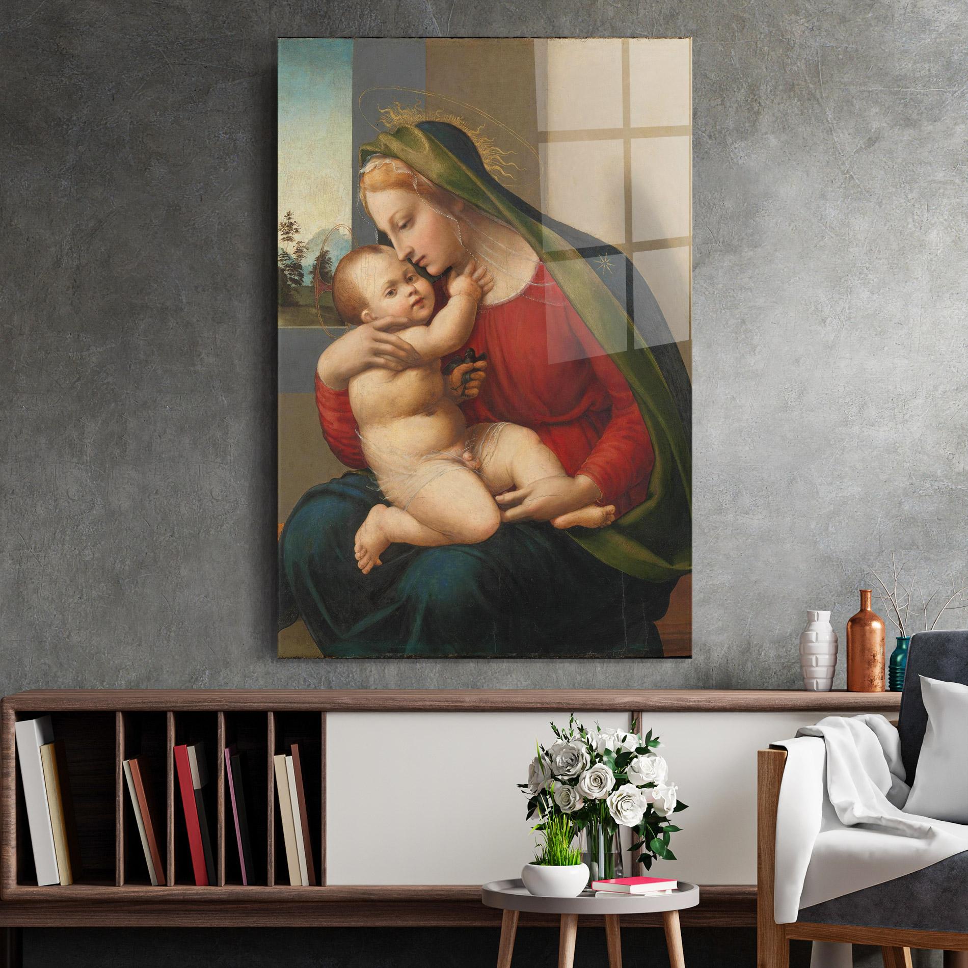 Glasbild Madonna And Child mockup 2
